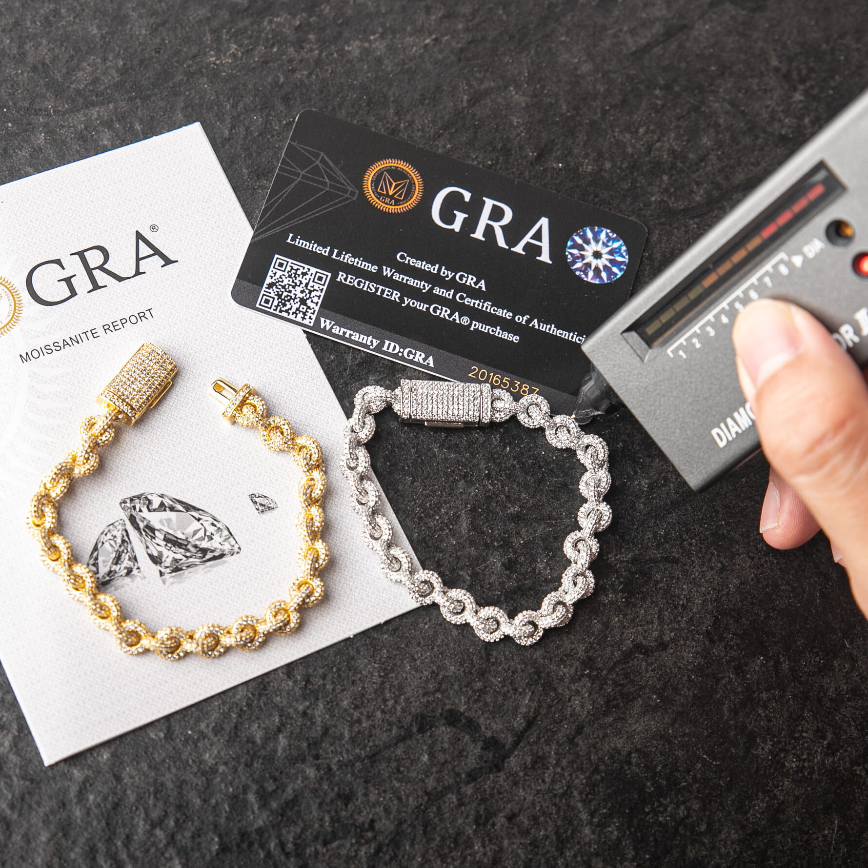 925純銀莫桑石8mm滿鑲甜甜圈Ｏ字手鍊