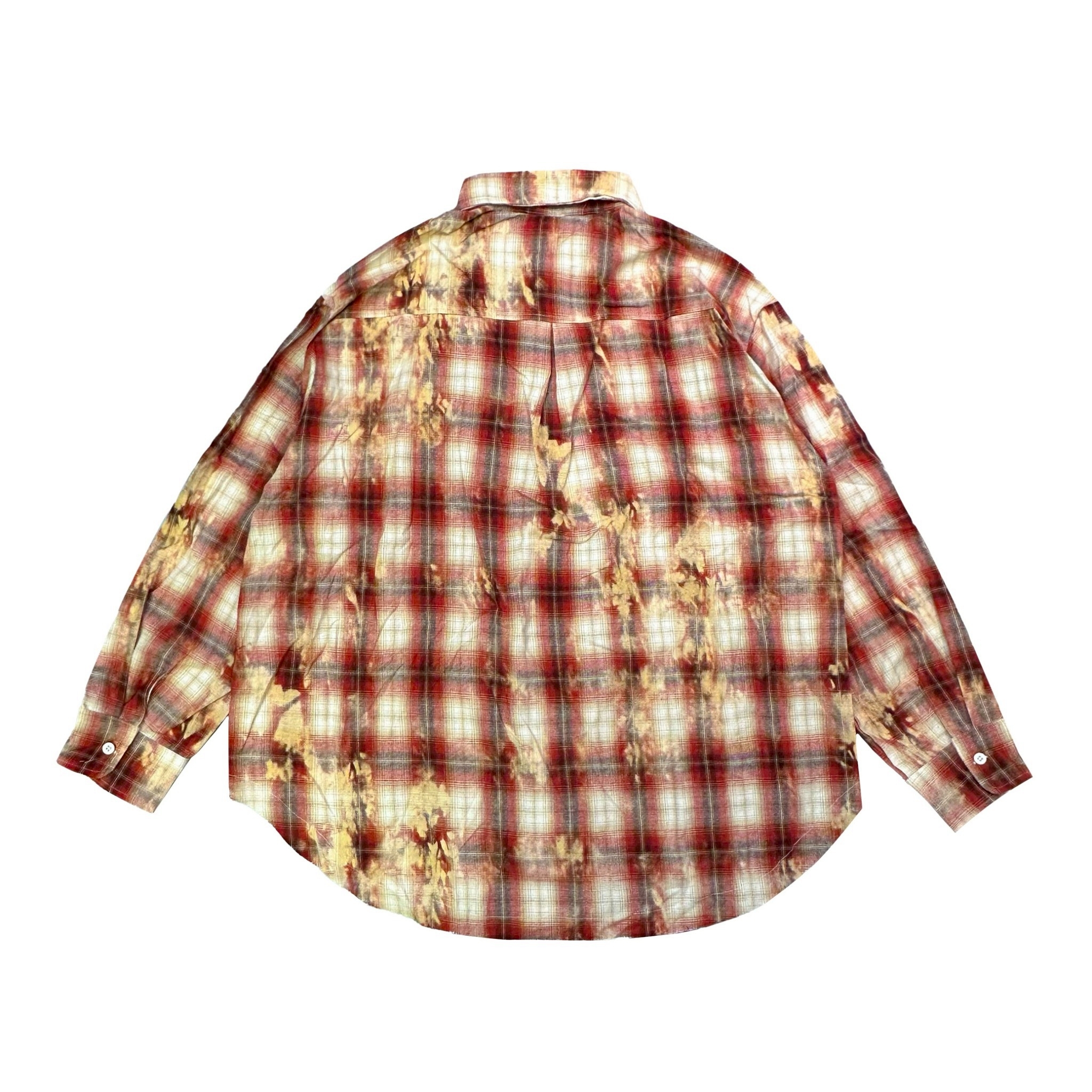 XCTRL 洗染格紋長袖襯衫-紅