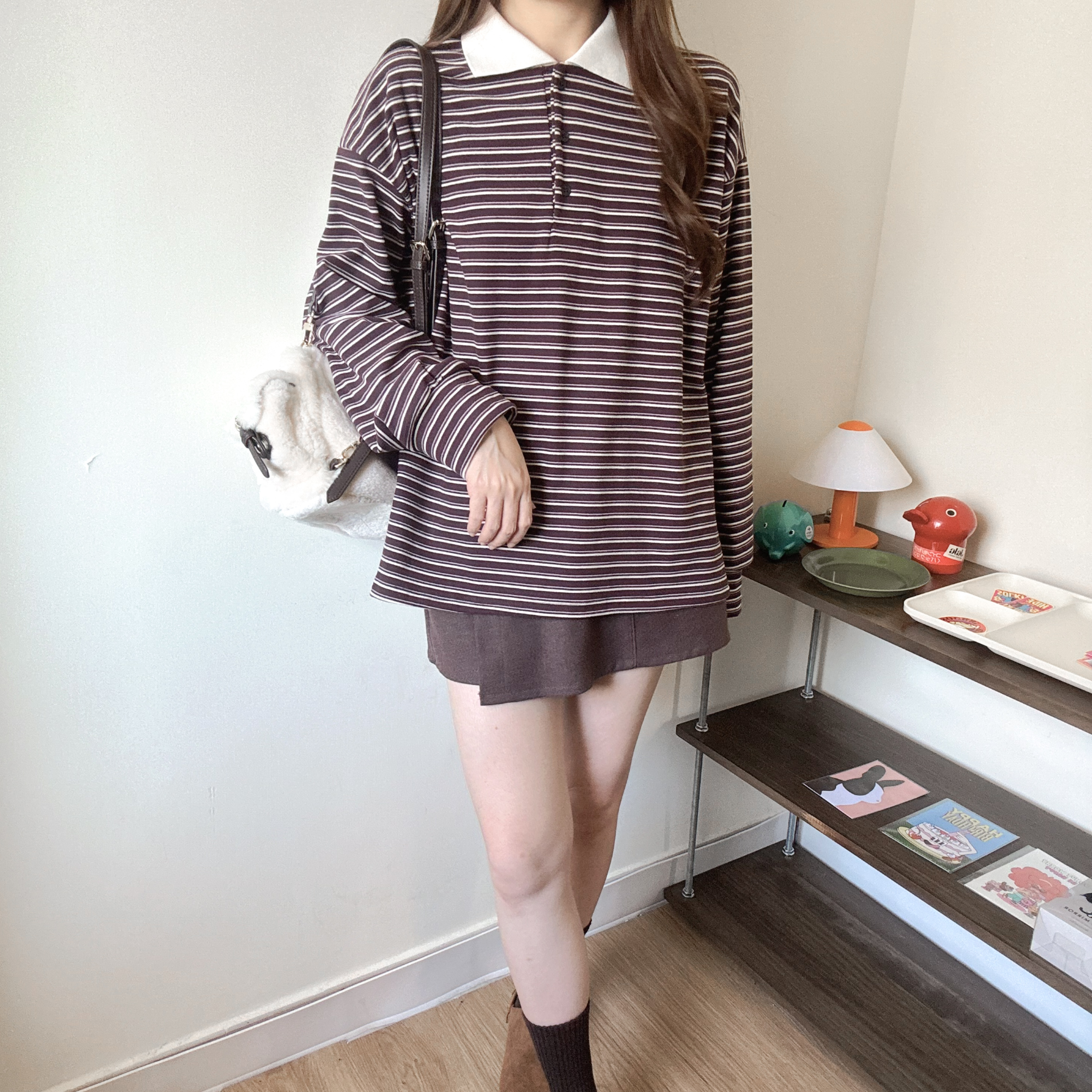 橫間毛巾絨polo tee