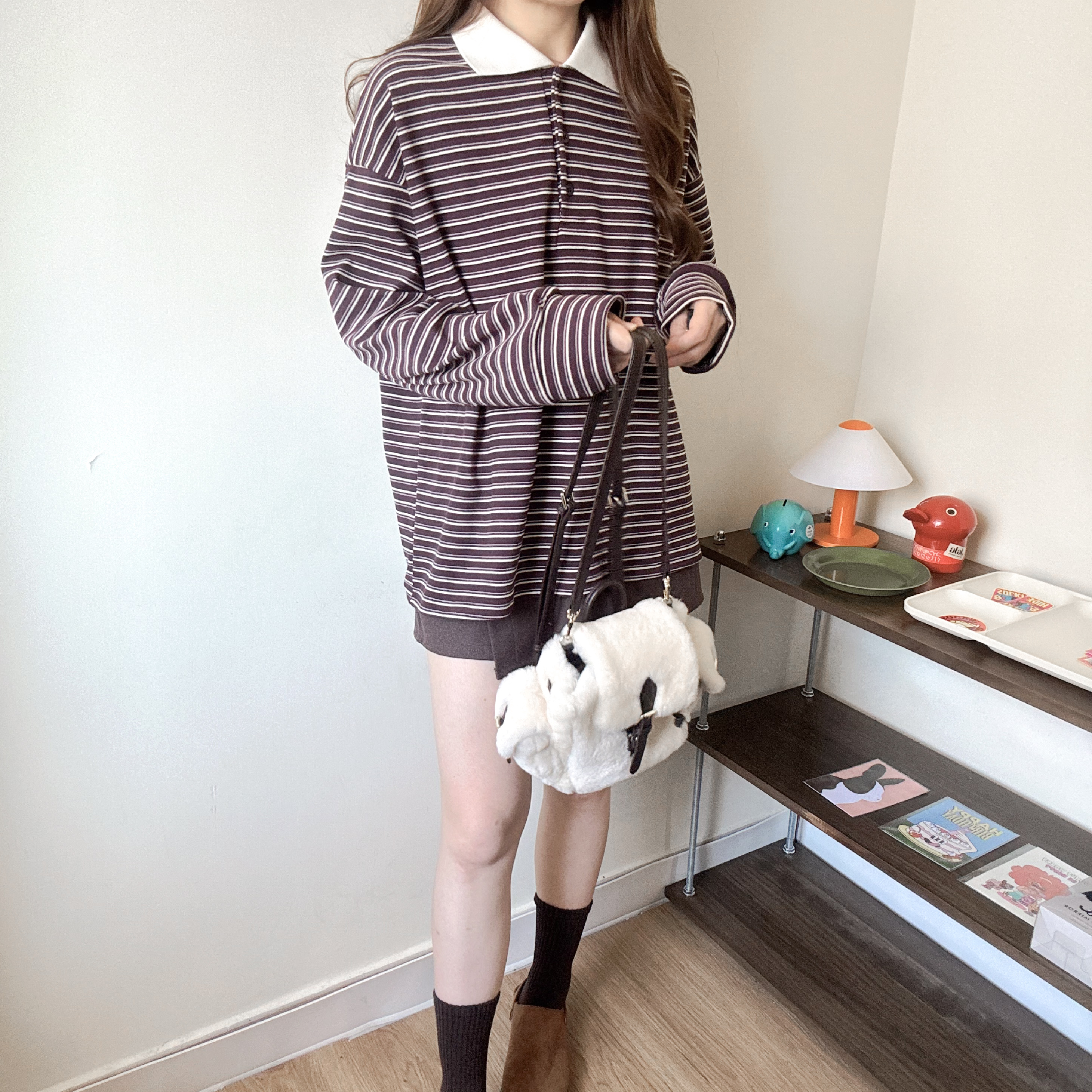 橫間毛巾絨polo tee