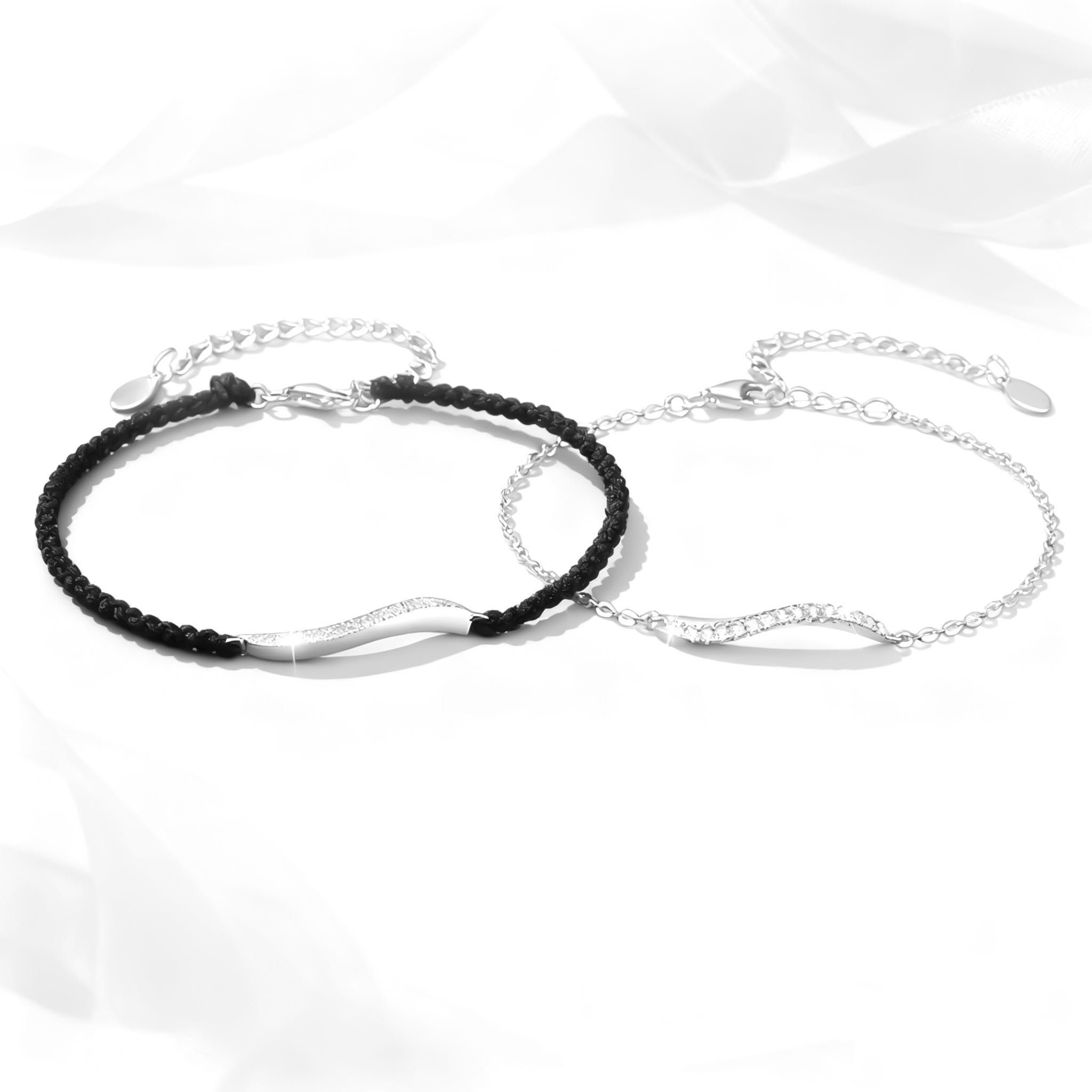 「如一」情侶手鏈 | S925純銀或鍍銀 | 免費刻字