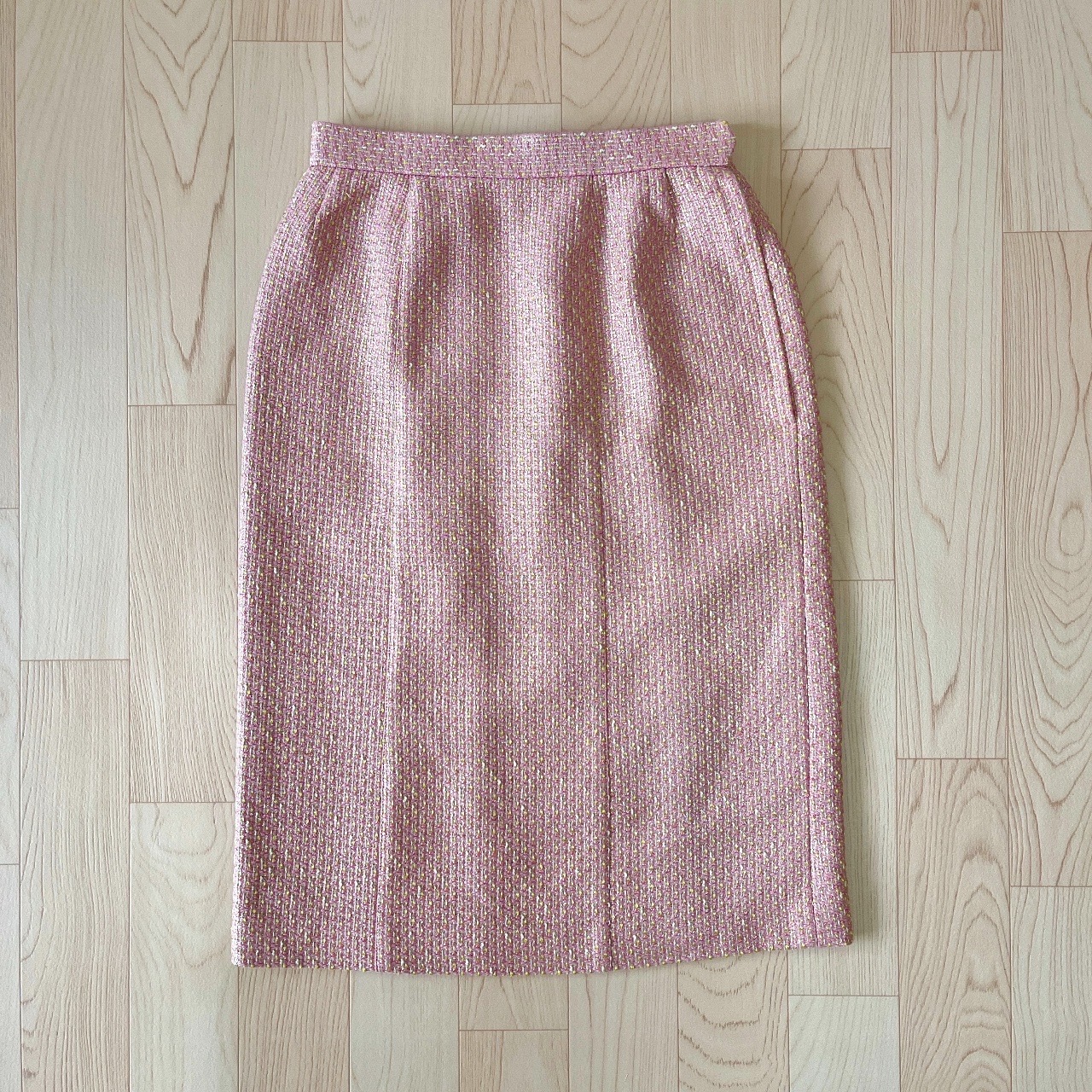 浪漫珍珠粉紅粗花呢半裙