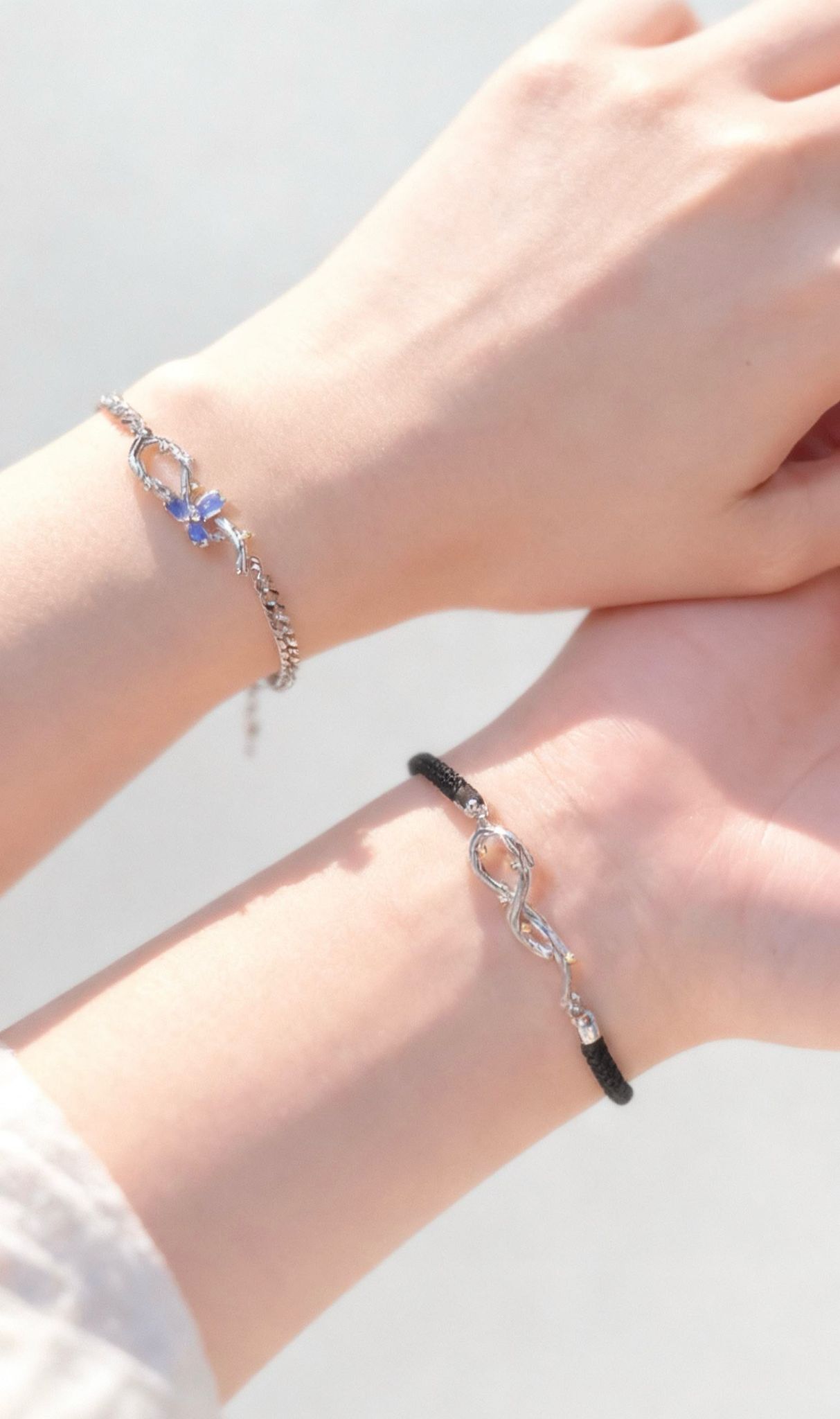 「紫荊棘💜」情侶手鏈 | S925純銀 | 免費刻字