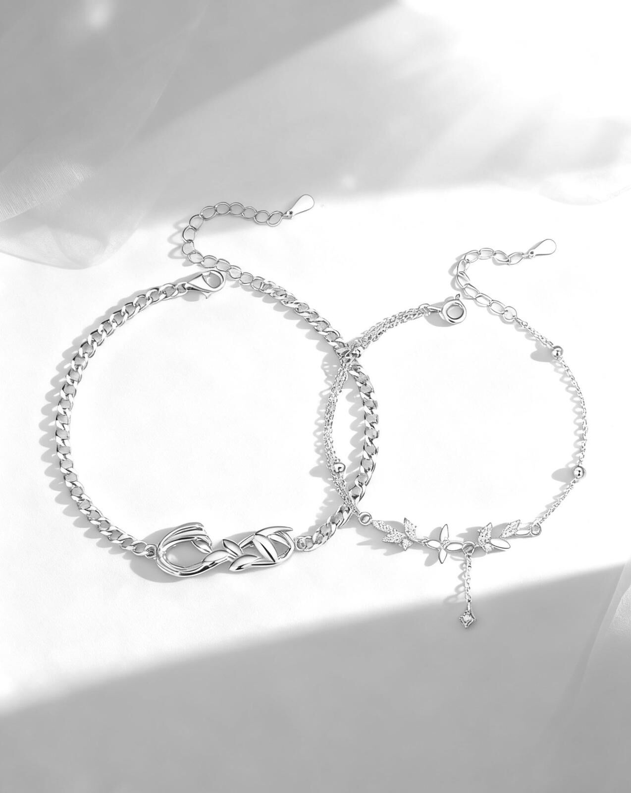 「執手繁花🌸」情侶手鏈 | S925純銀或鍍銀 | 免費刻字