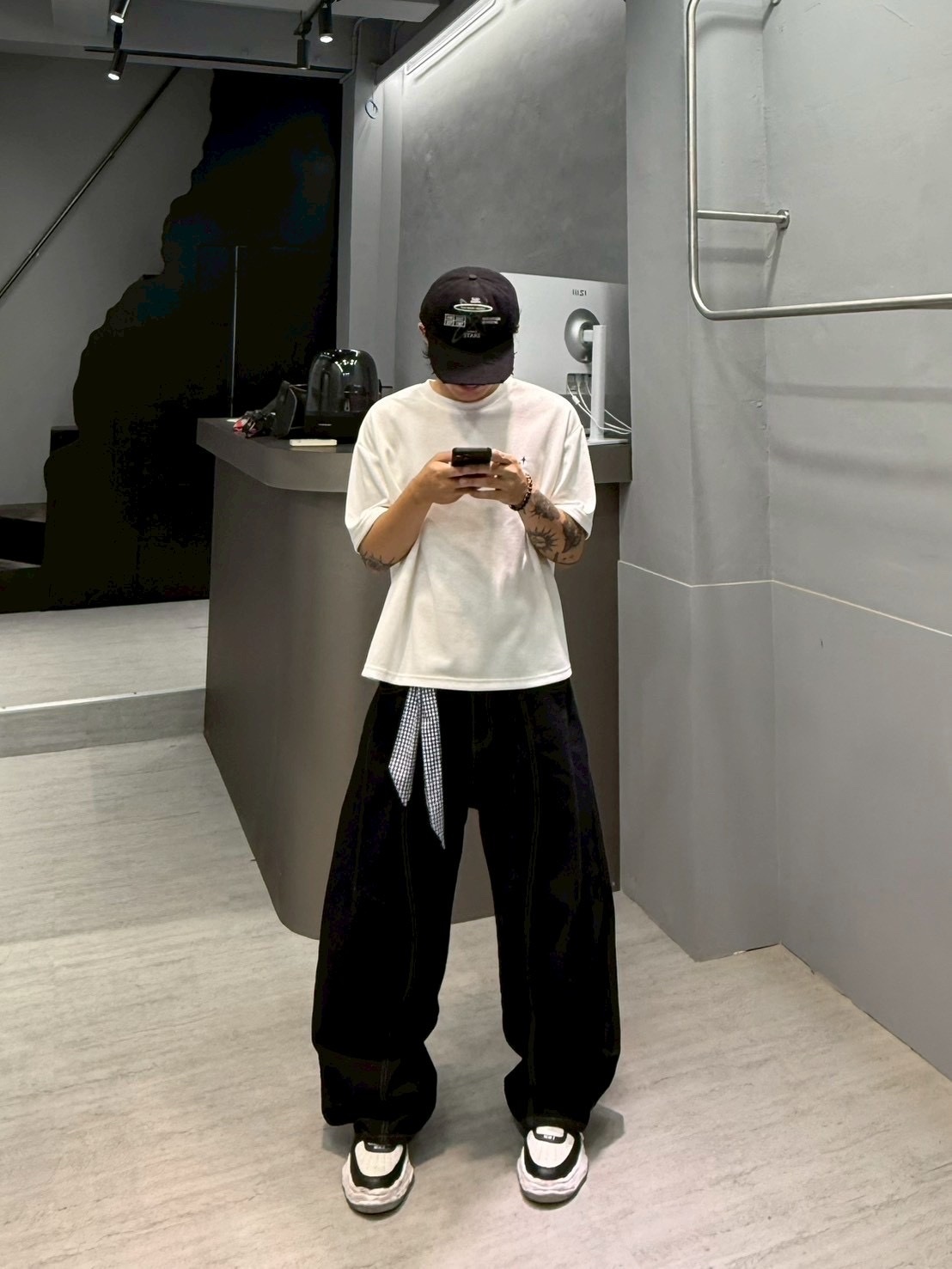 #可拆方巾 原色 丹寧 牛仔 彎刀 長褲 彎刀褲