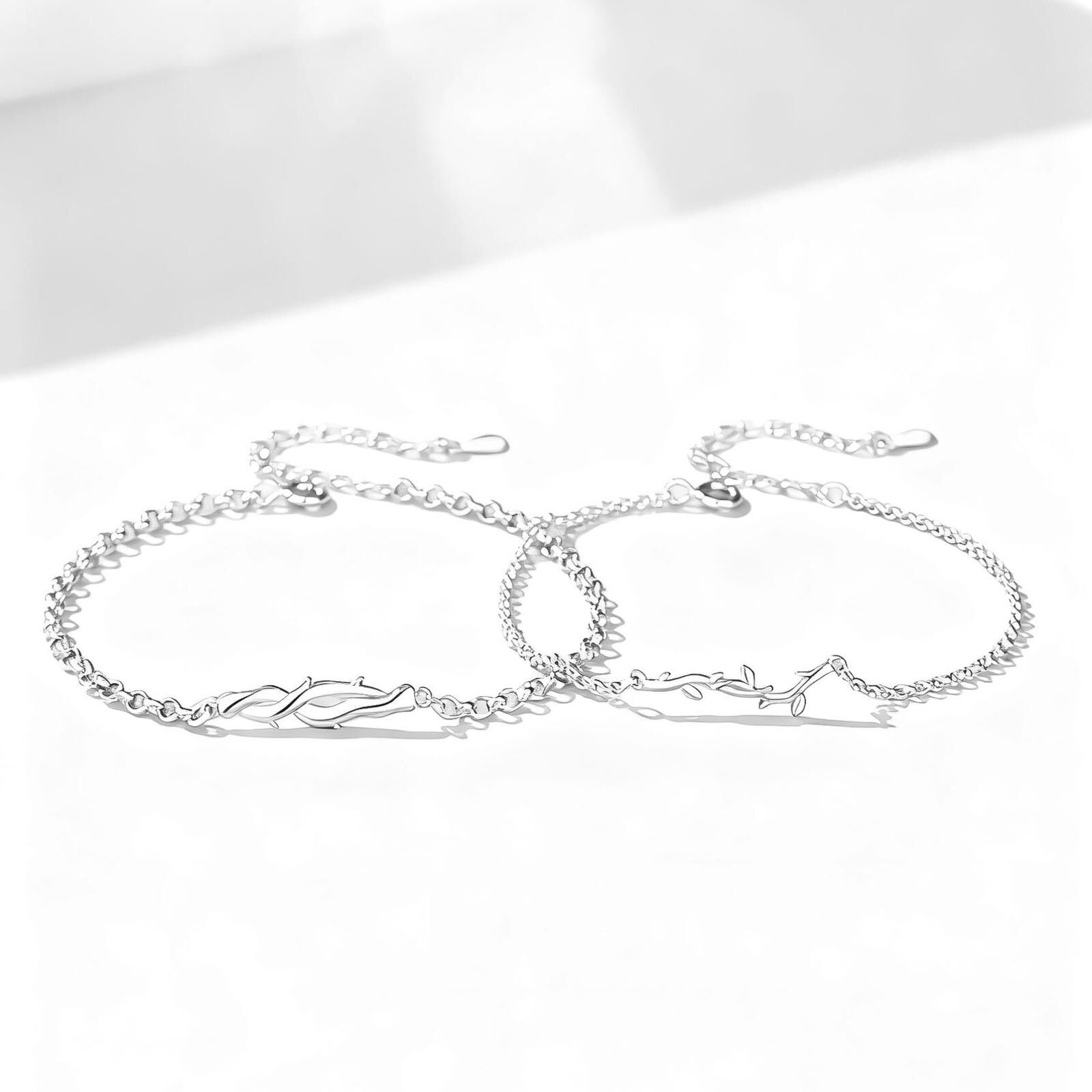 「連理枝」情侶手鏈 | S925純銀 | 免費刻字
