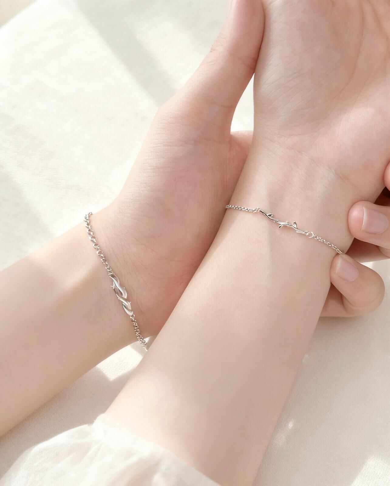 「連理枝」情侶手鏈 | S925純銀 | 免費刻字