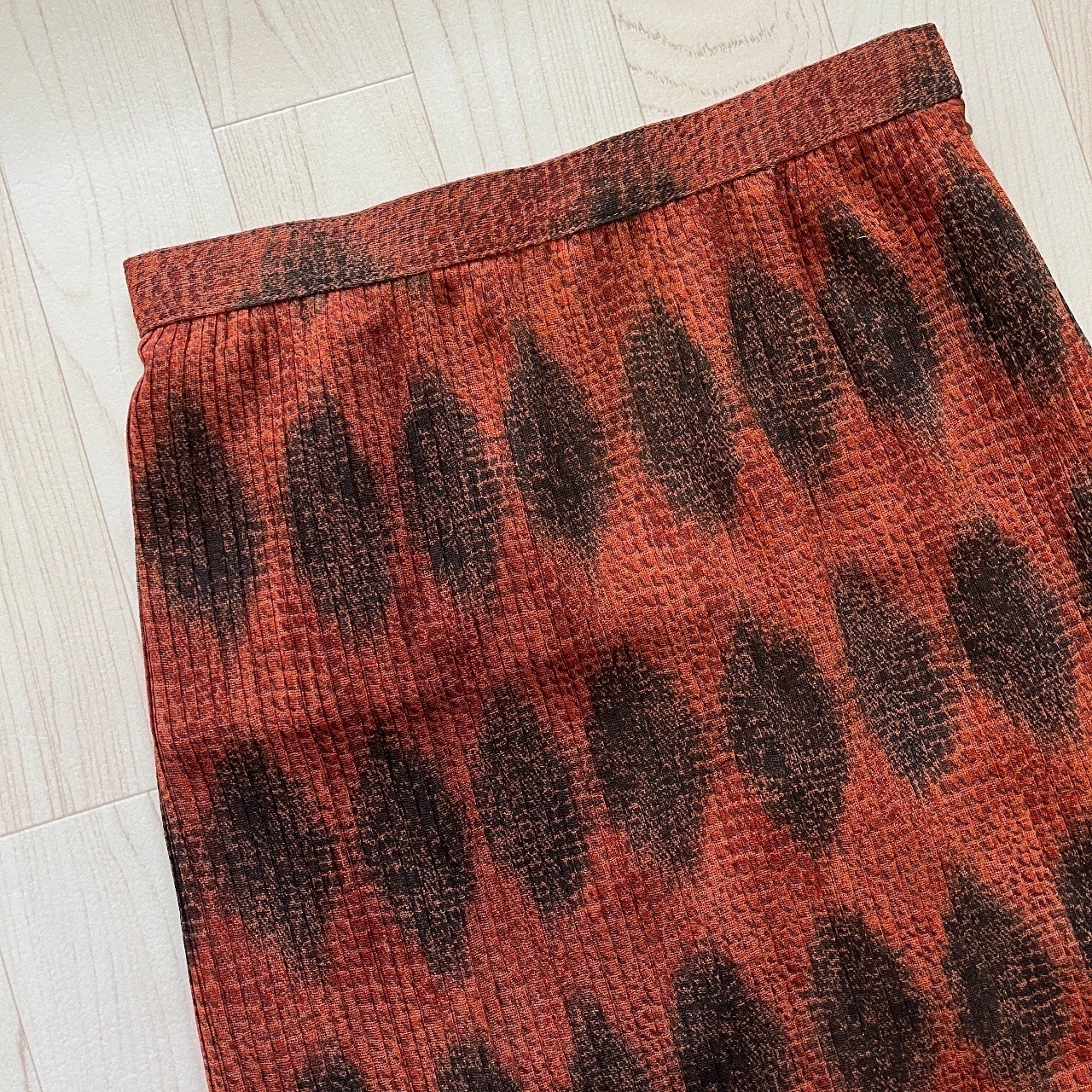 日本製橙紅色菱形格紋半裙