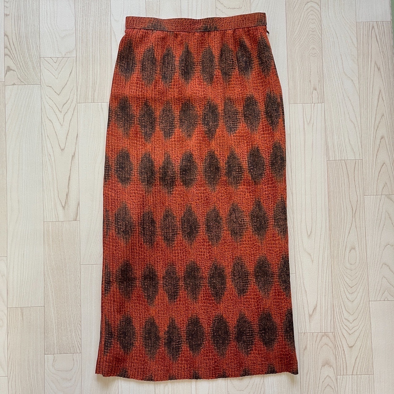 日本製橙紅色菱形格紋半裙