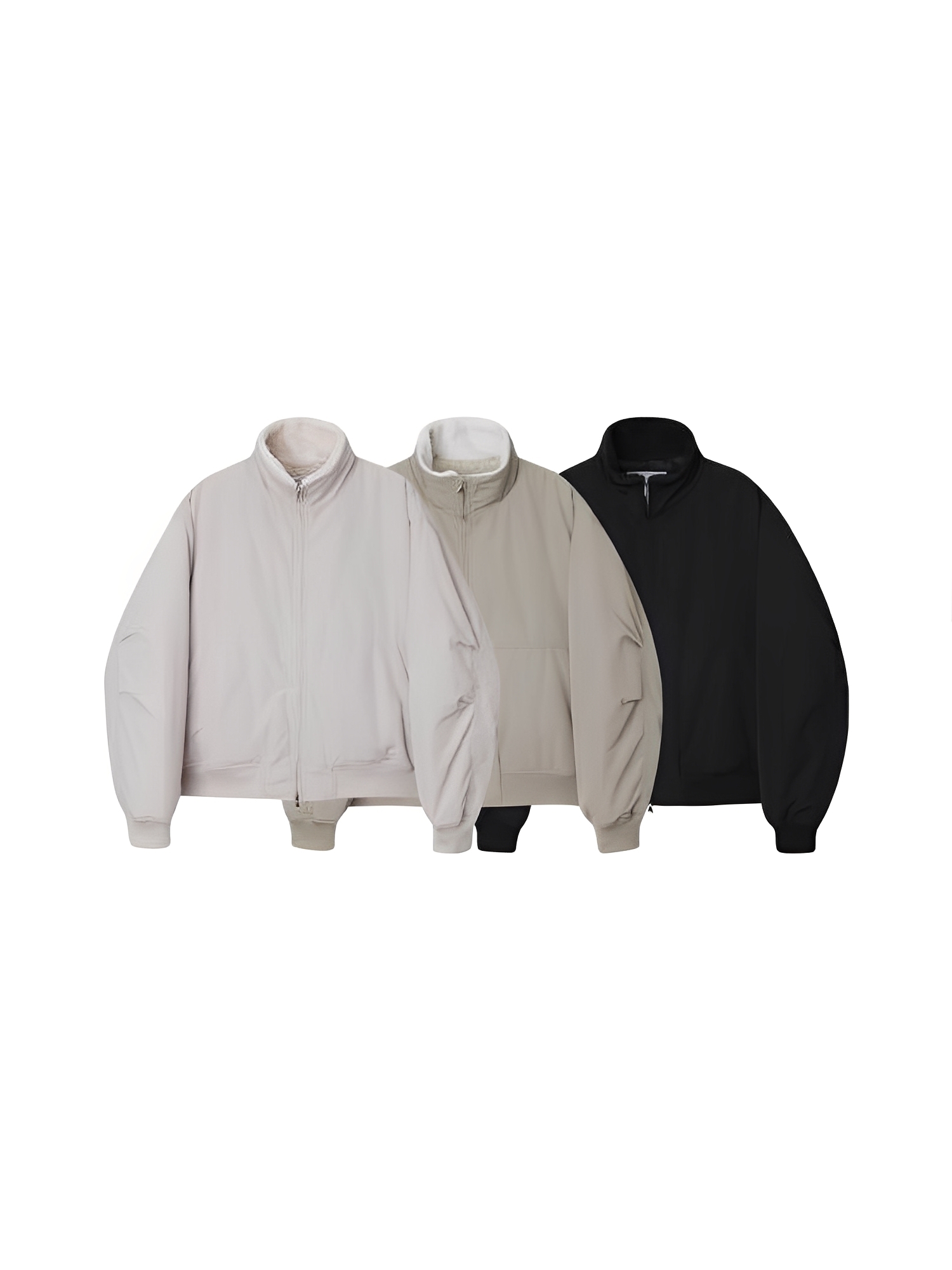 THankus 冬日暖絨情侶派克外套｜黑色、米色、淺卡其色三色示範