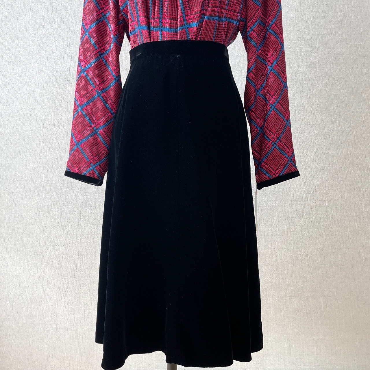 黑色絲絨古著半身裙