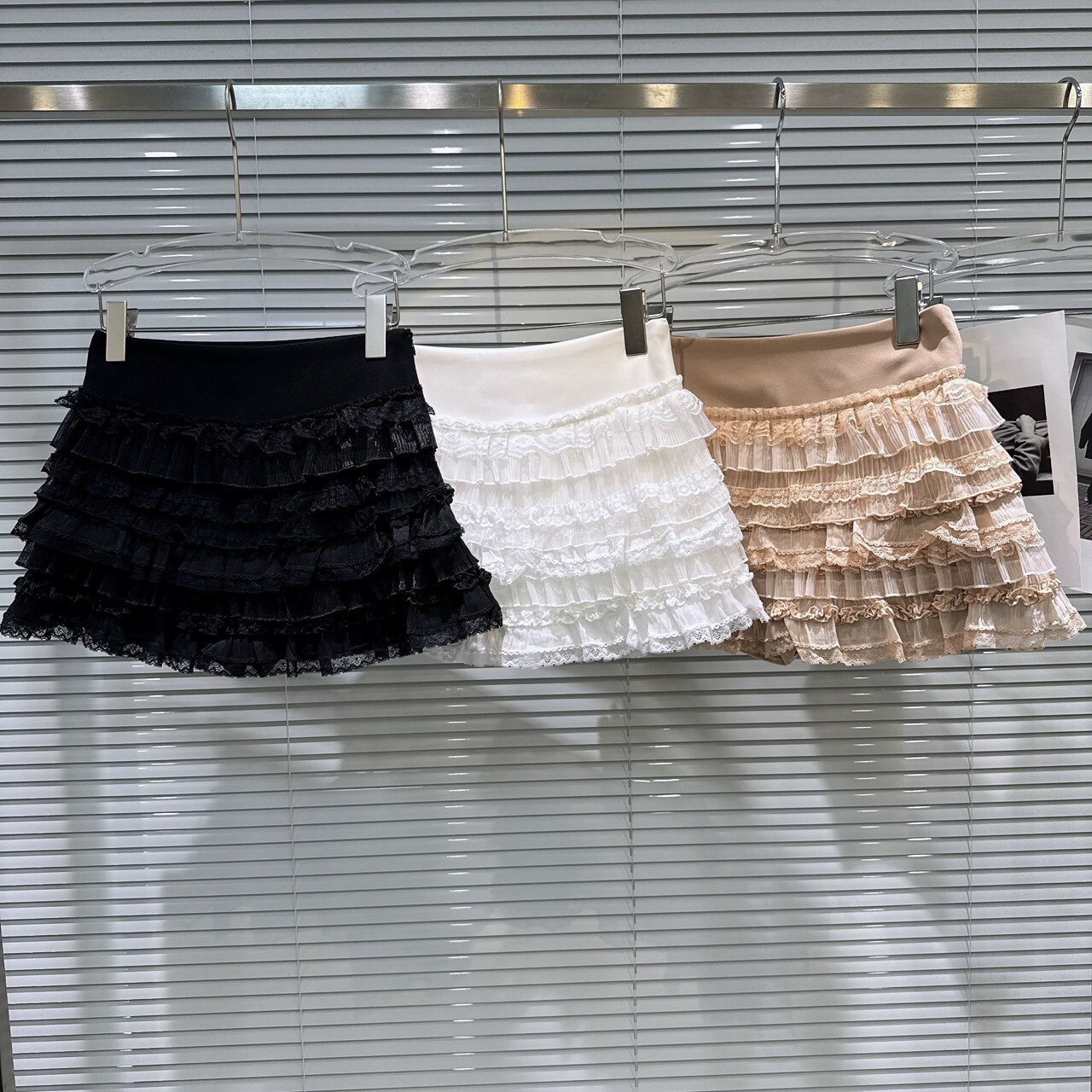 蕾絲網紗皺摺多層蛋糕褲裙