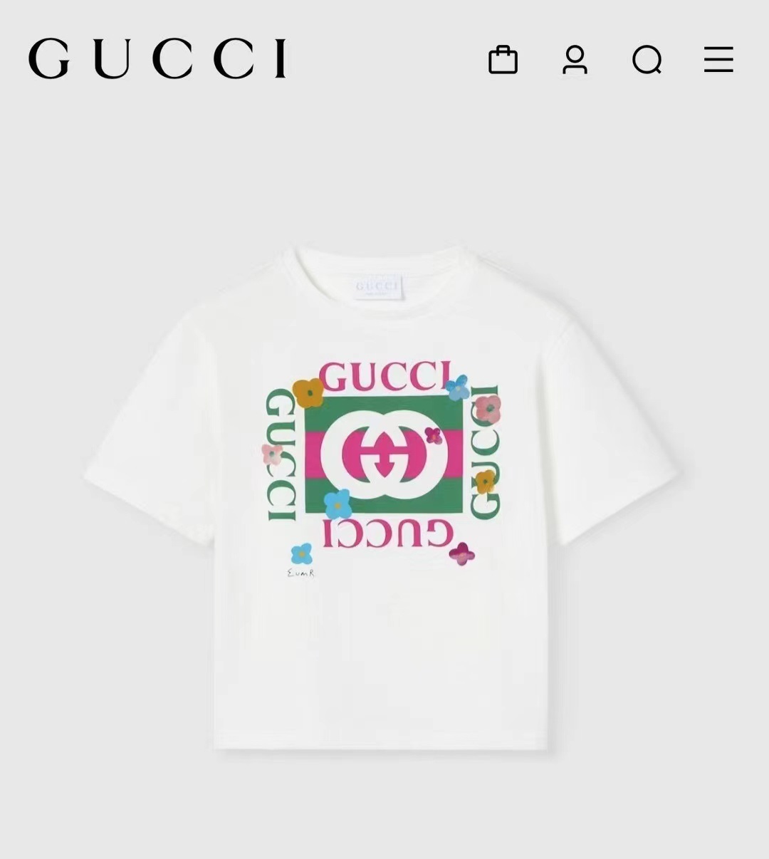 GG Kids 經典Logo 花朵圖案Tee