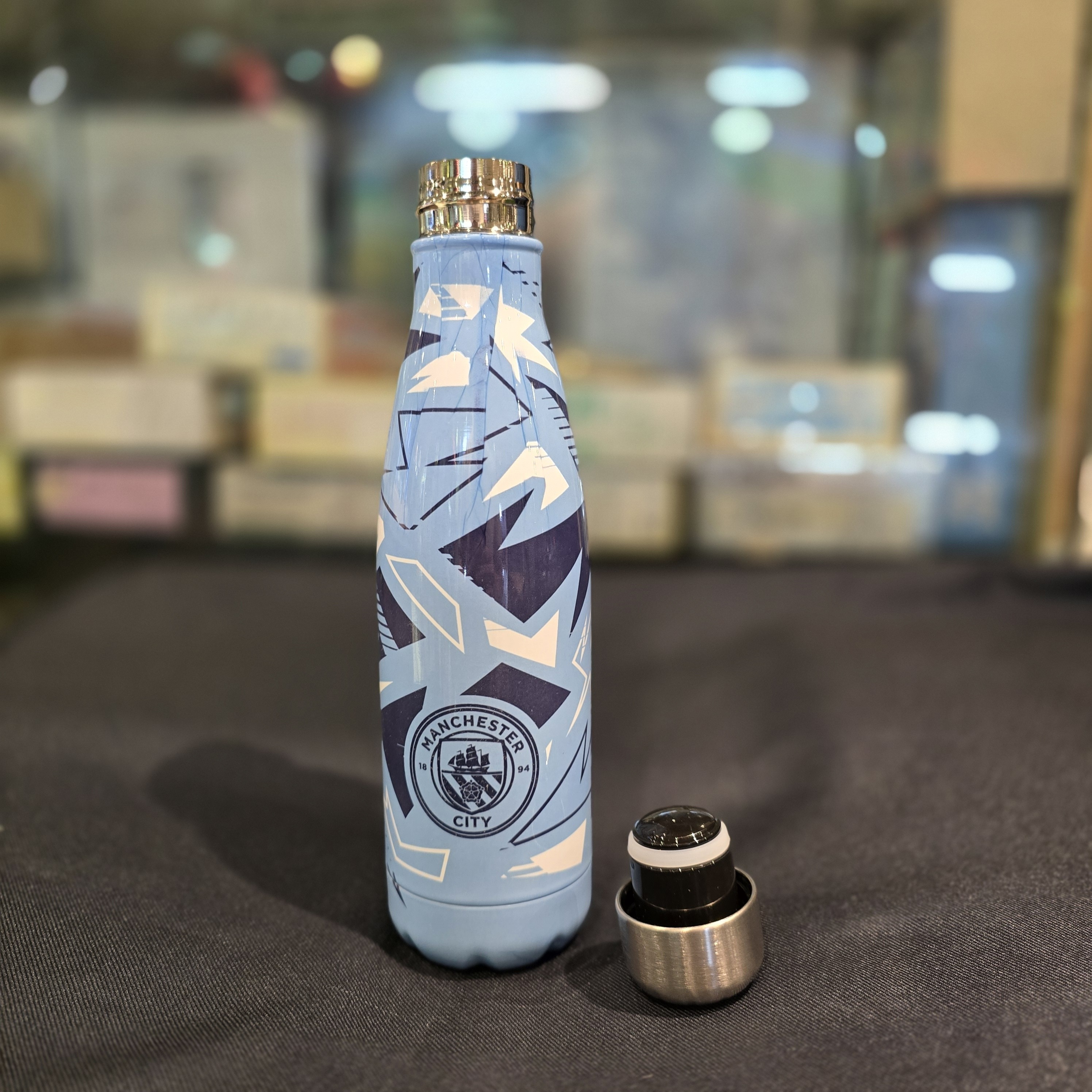 曼城淺藍色花紋保溫樽