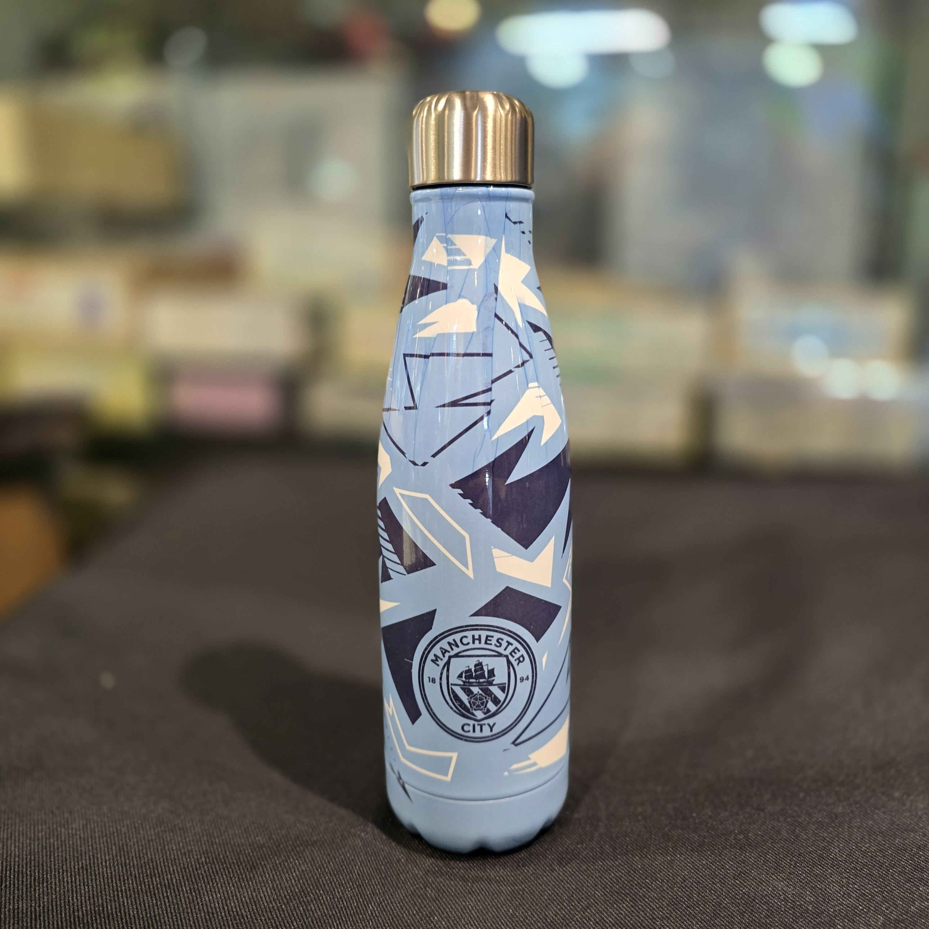 曼城淺藍色花紋保溫樽