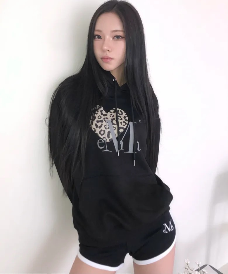 Mucent 豹紋愛心連帽大學踢♡