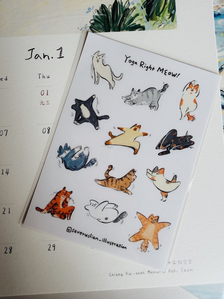 瑜珈貓 防水透明貼紙｜SEVERUS LIAN 里恩太太