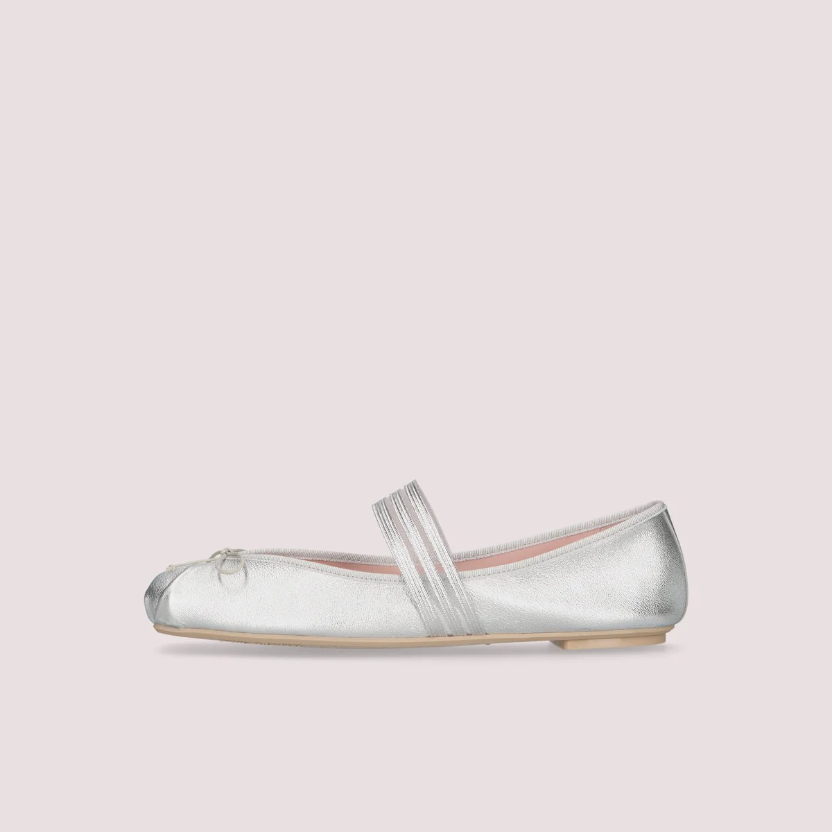 1PB0109-076 [PRETTY BALLERINAS] Kristen Ballet Flats Metallic Leathers Silver #52198_A (BR)