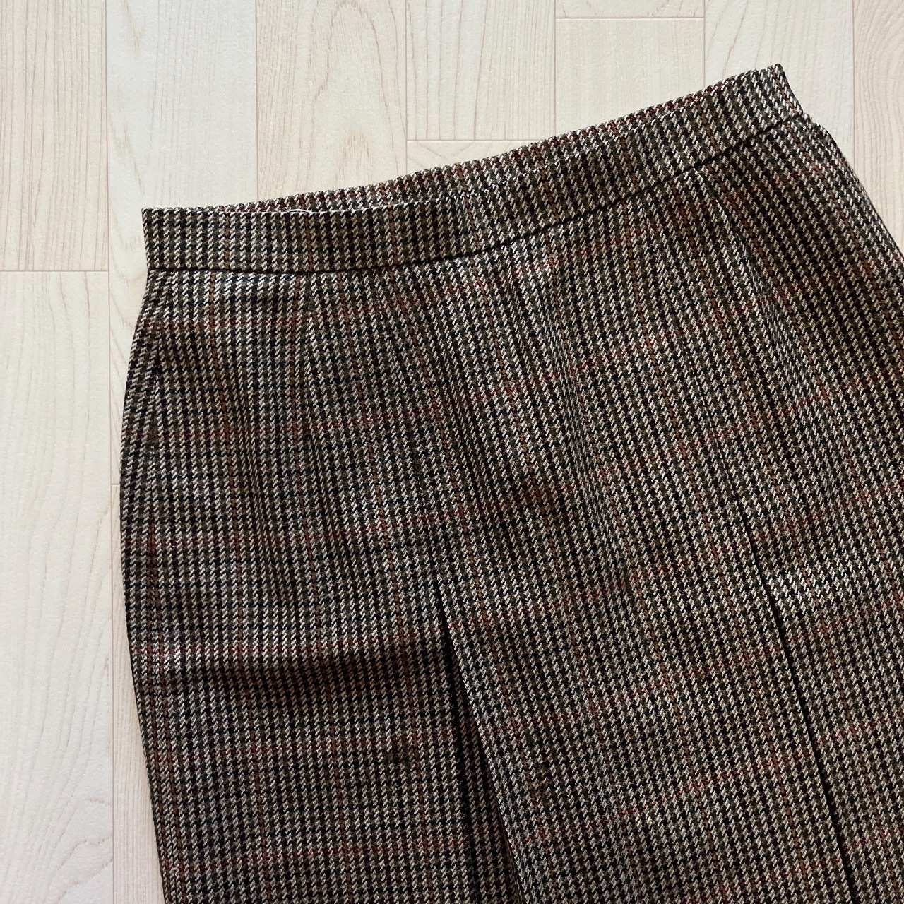 DAKS啡色細格紋羊毛半裙