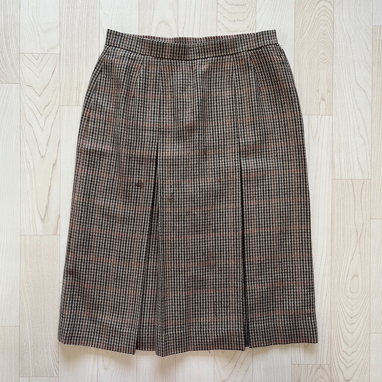 DAKS啡色細格紋羊毛半裙