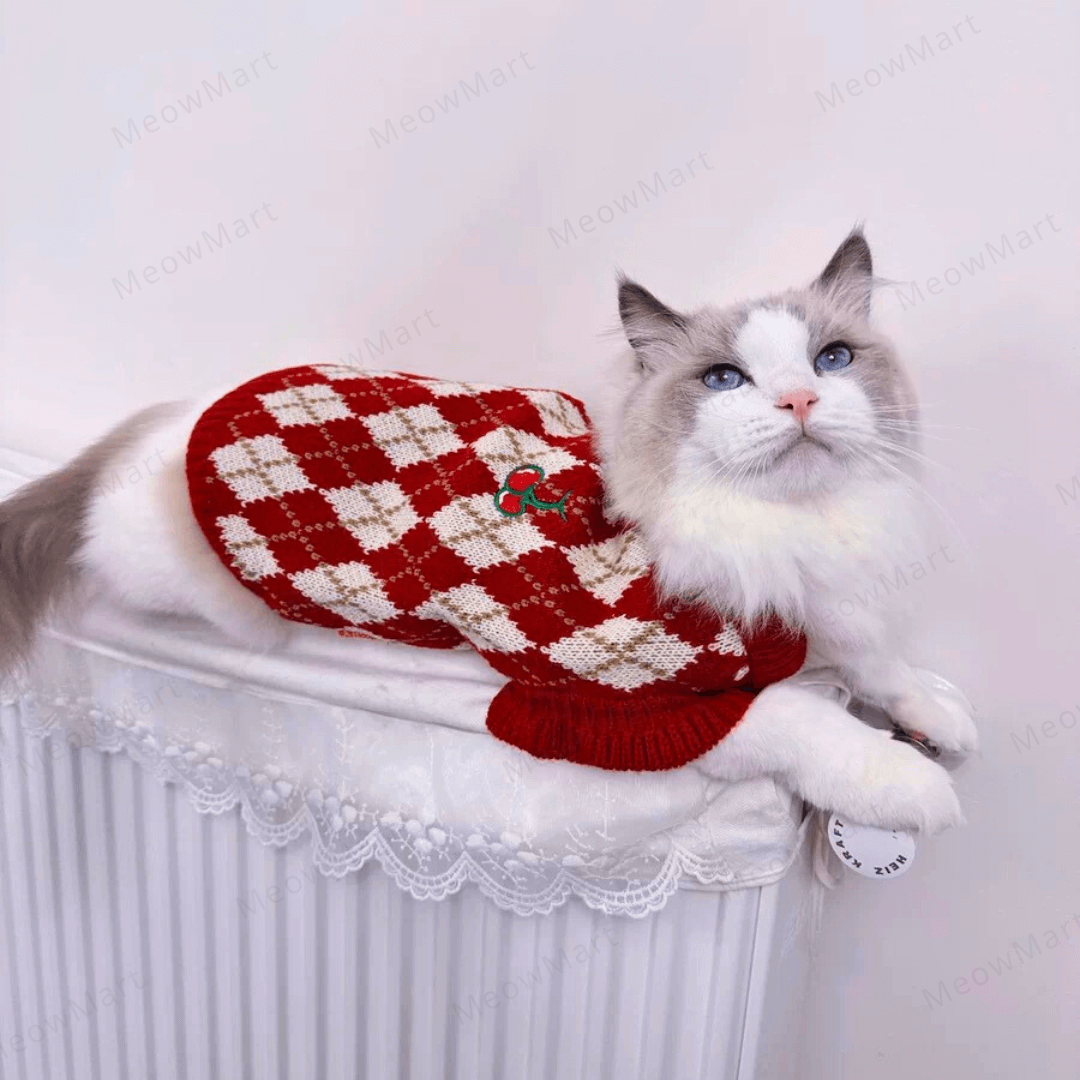 櫻桃針織保暖寵物背心