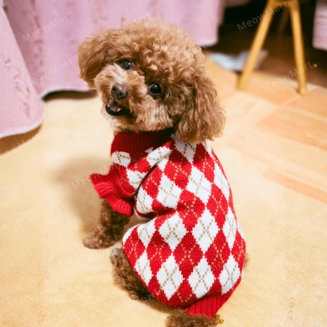 櫻桃針織保暖寵物背心