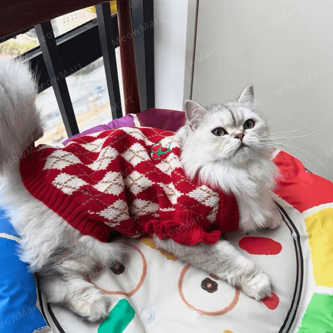 櫻桃針織保暖寵物背心