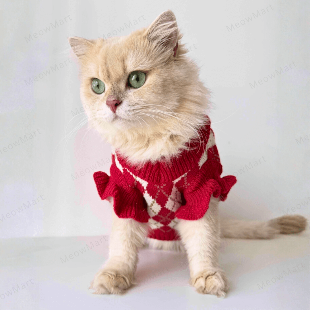 櫻桃針織保暖寵物背心