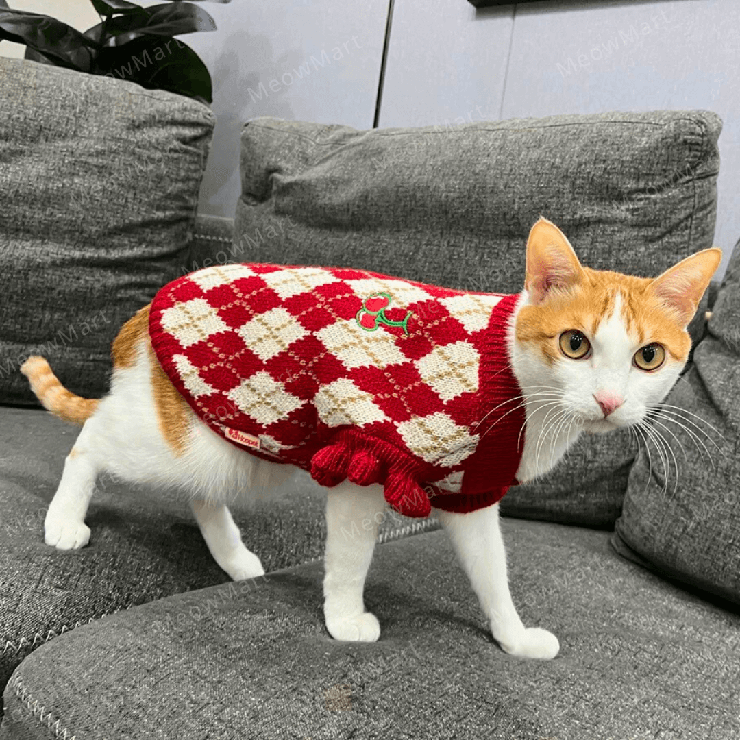 櫻桃針織保暖寵物背心