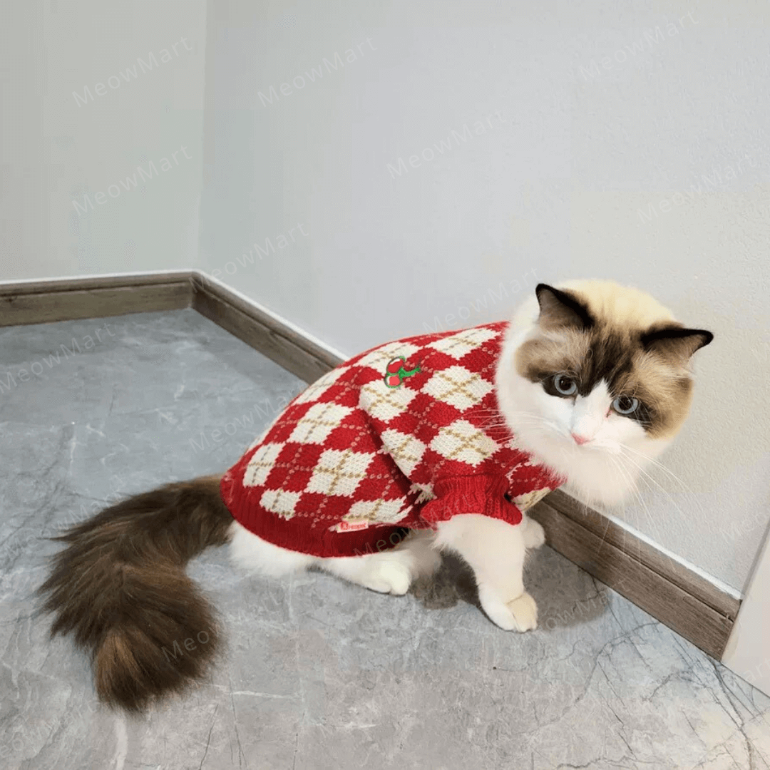 櫻桃針織保暖寵物背心