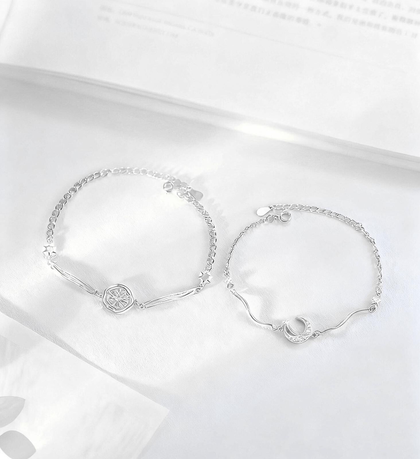 「☀️日月」情侶手鏈 | S925純銀或鍍銀 | 免費刻字