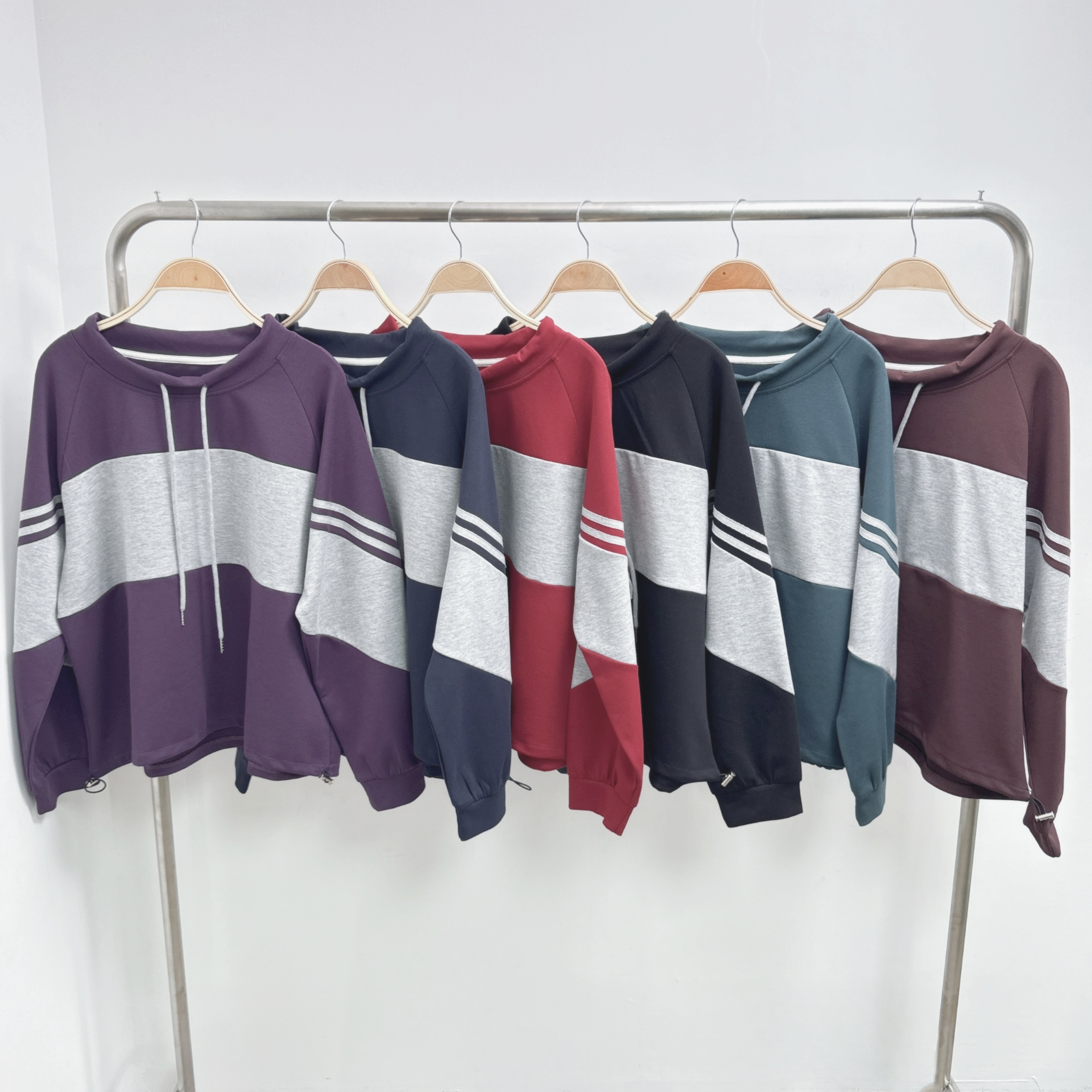 運動風領位綁繩織帶雙間粗間棉TOP (E35-E40)