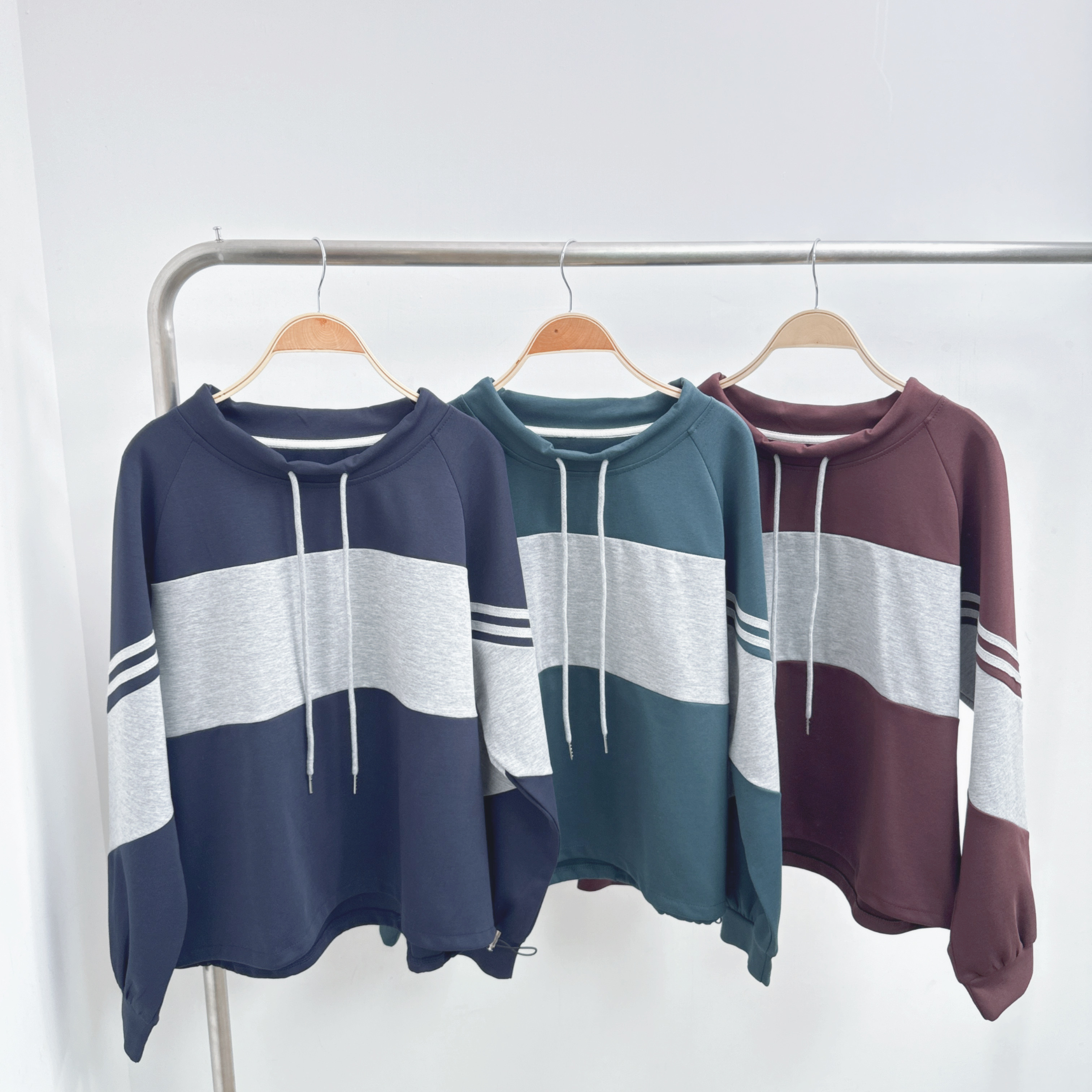 運動風領位綁繩織帶雙間粗間棉TOP (E35-E40)