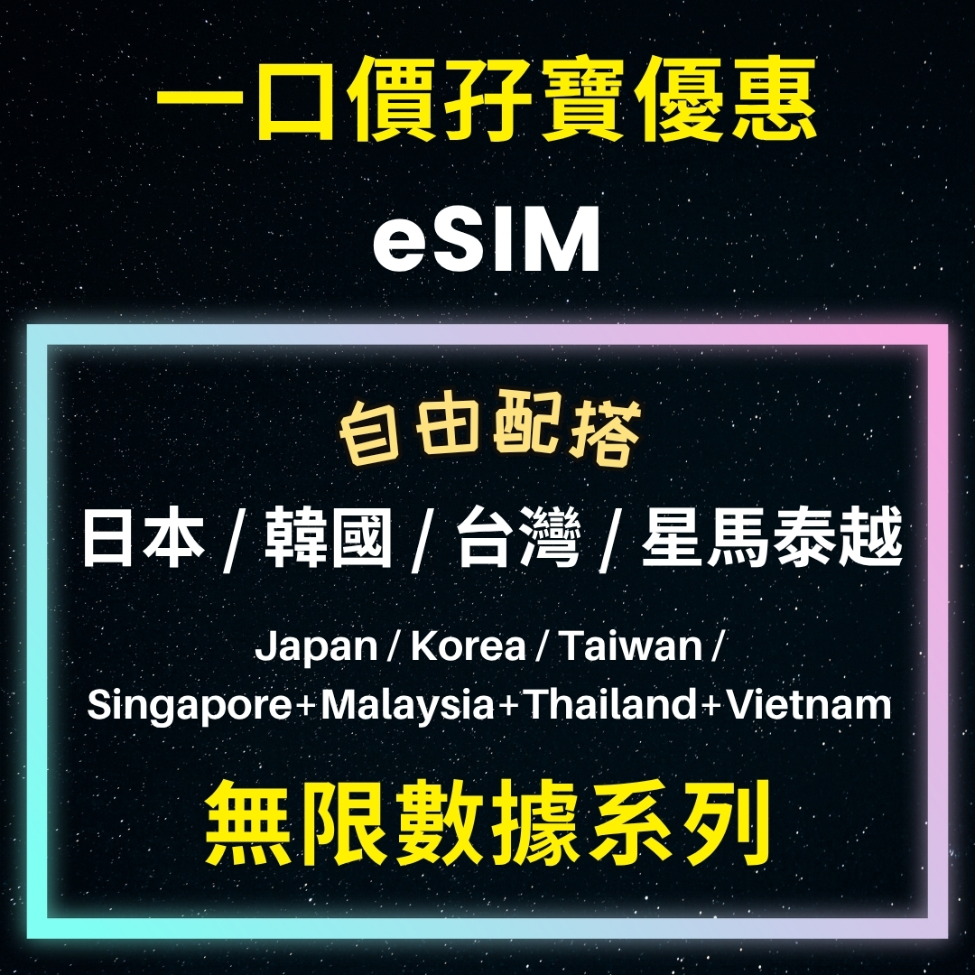 [一口價孖寶優惠] eSIM 5G 無限數據系列