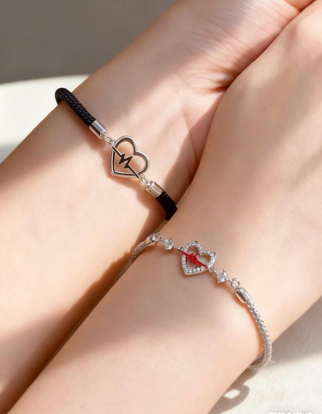 「心動訊號💌」情侶手鏈 | S925純銀或鍍銀 | 免費刻字