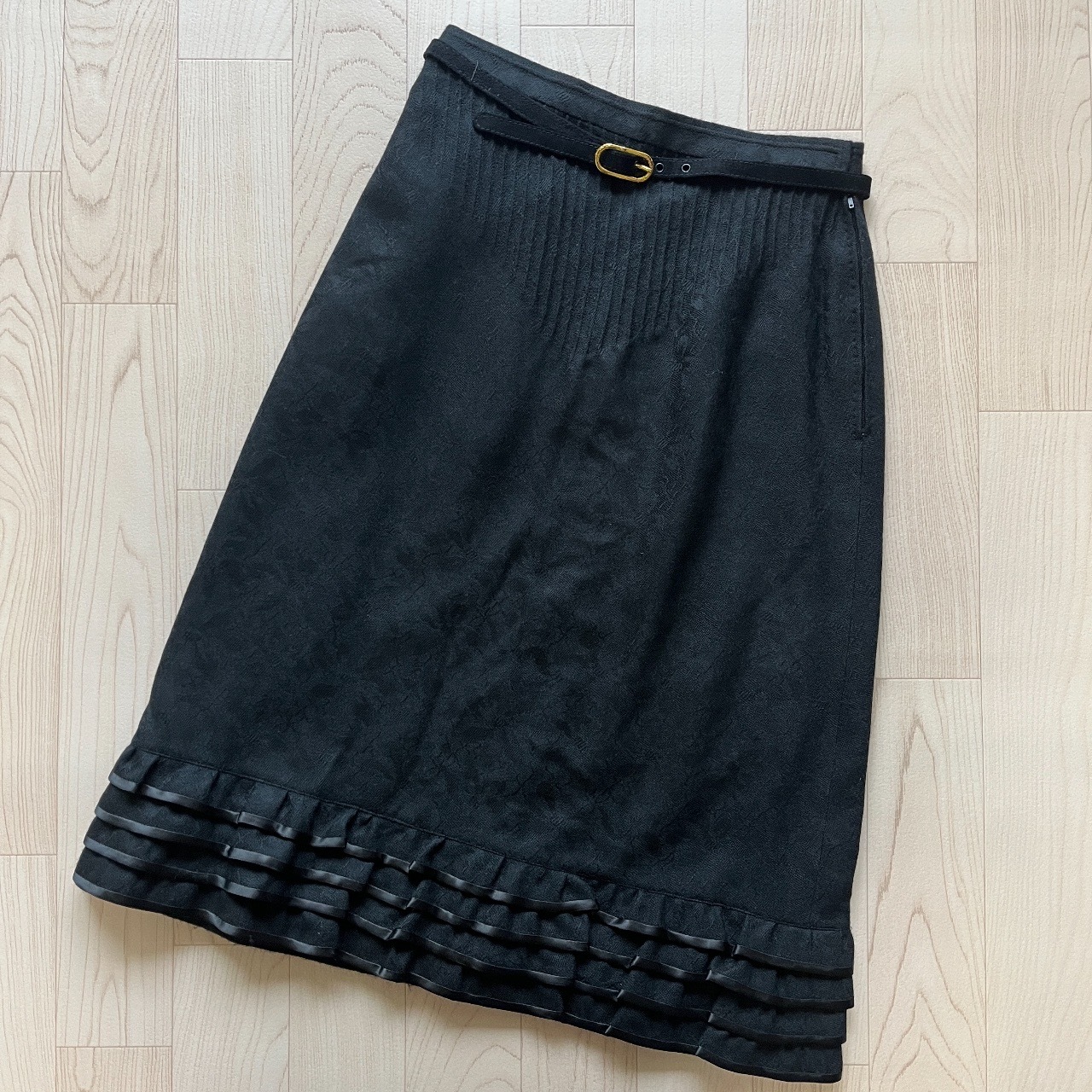 意大利製黑色優雅暗花半裙