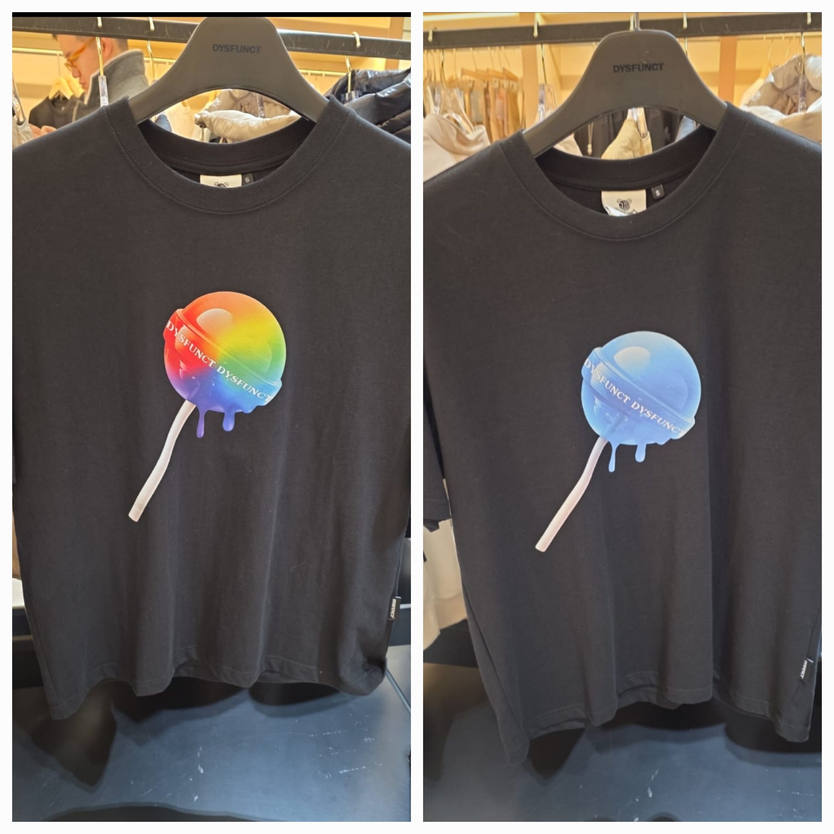 KE1406  棒棒糖tee  黑/彩色   黑/藍色