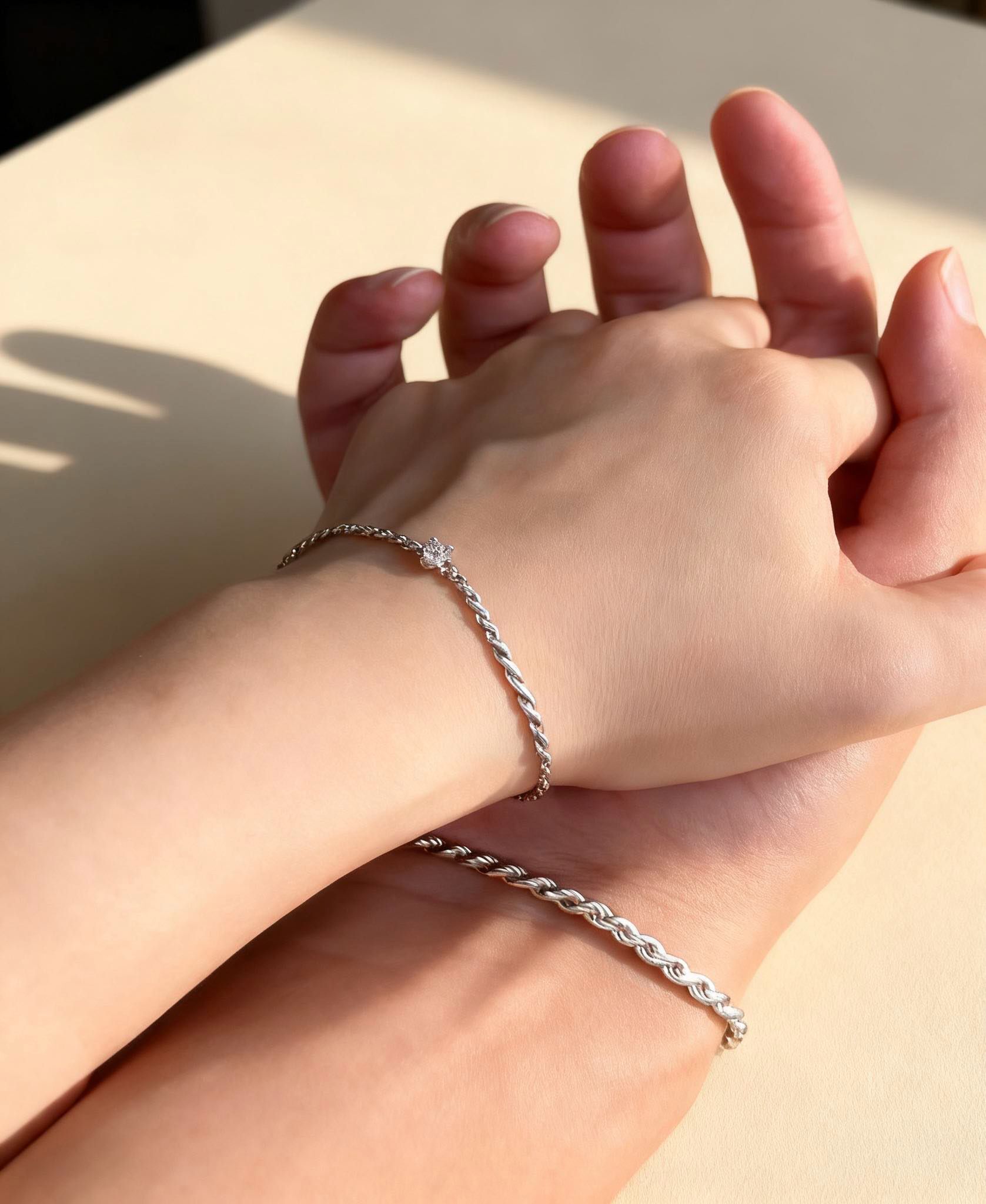 「愛意濃濃❤️‍🔥」情侶手鏈 | 鍍銀 | 免費刻字