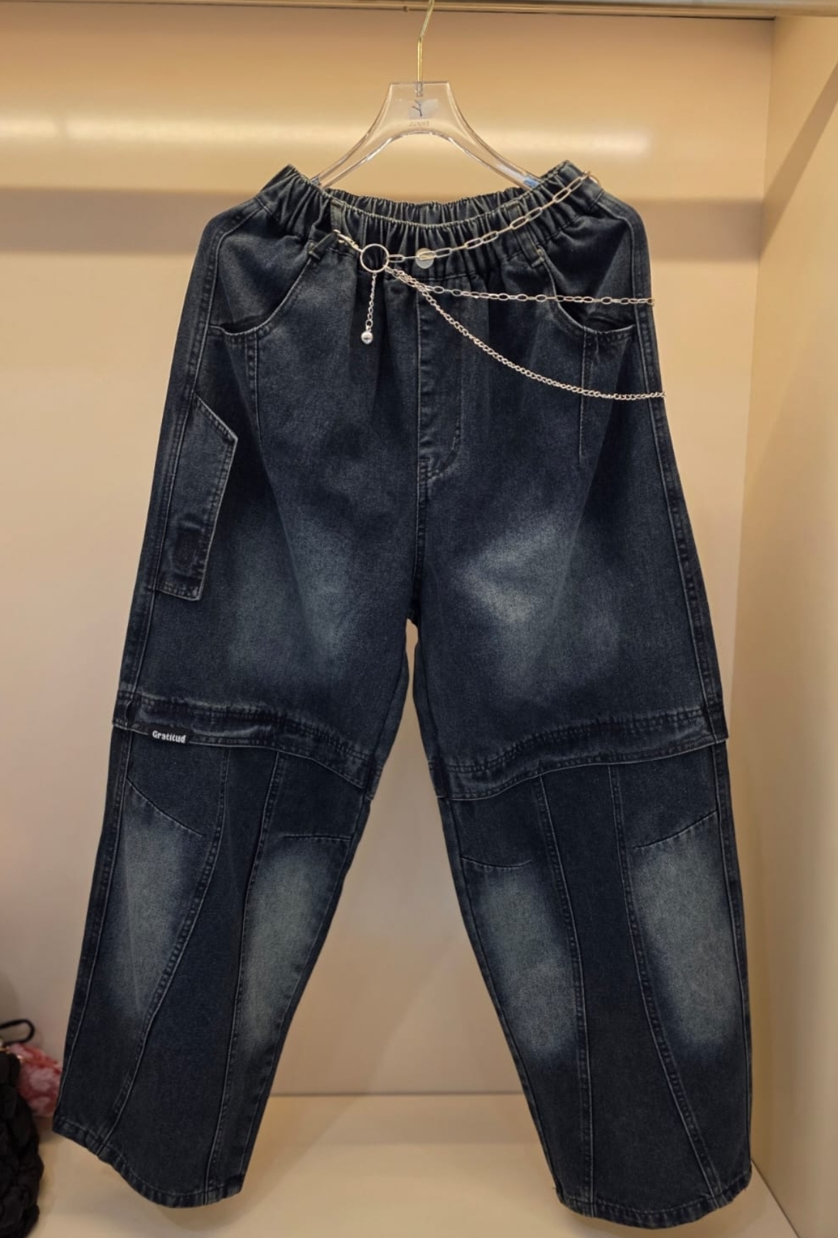 KE1435  JUNHE  橡筋腰牛仔褲