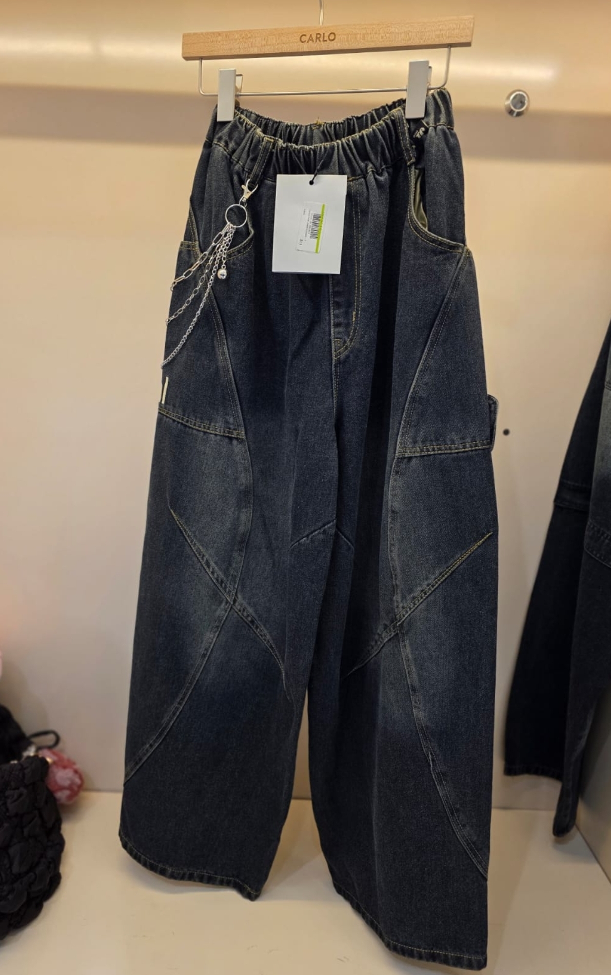 KE1437  JUNHE  橡筋腰牛仔褲