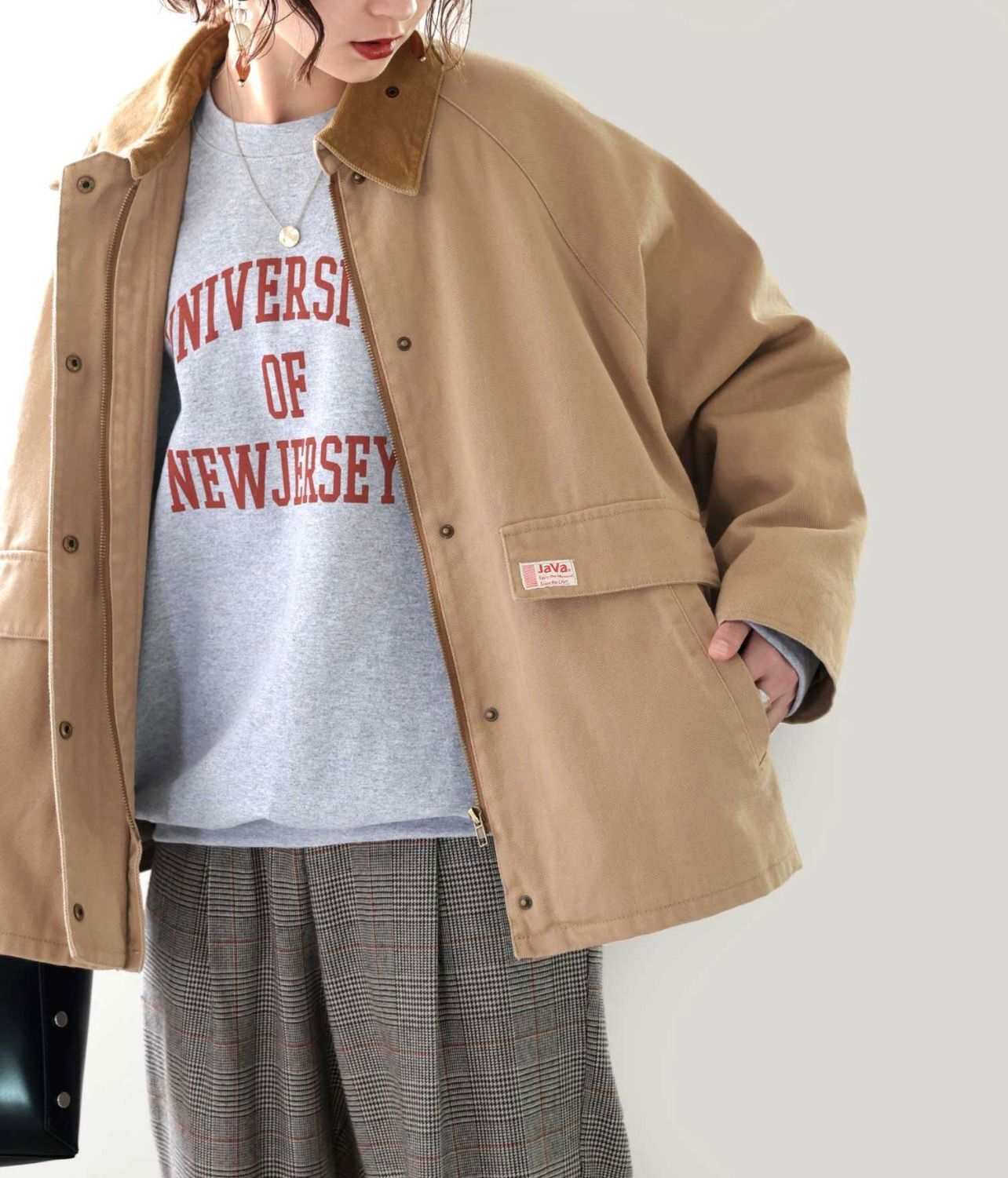 【預購】JN111503 JaVa 男女同款絎縫棉質工裝款式外套