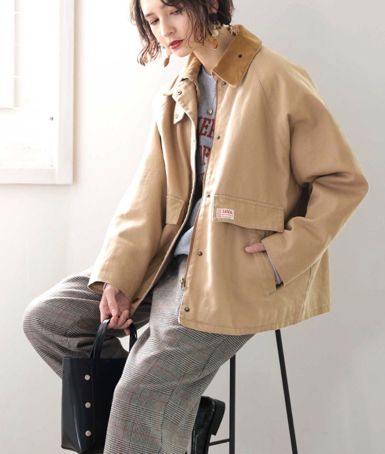 【預購】JN111503 JaVa 男女同款絎縫棉質工裝款式外套