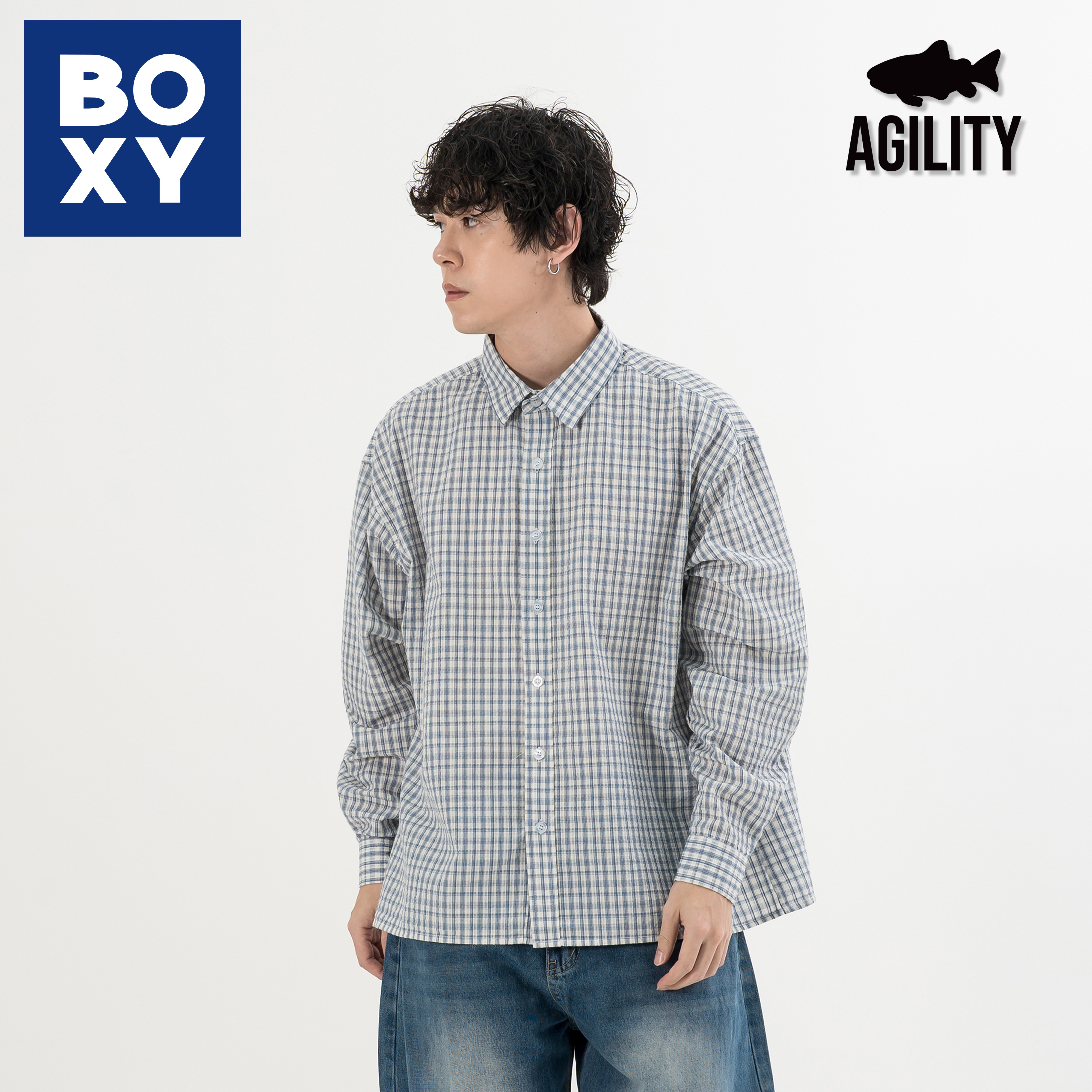 AGILITY Boxy Fit Seersucker LS Shirt 寬短 泡泡紗 長袖襯衫 [SH-N08]