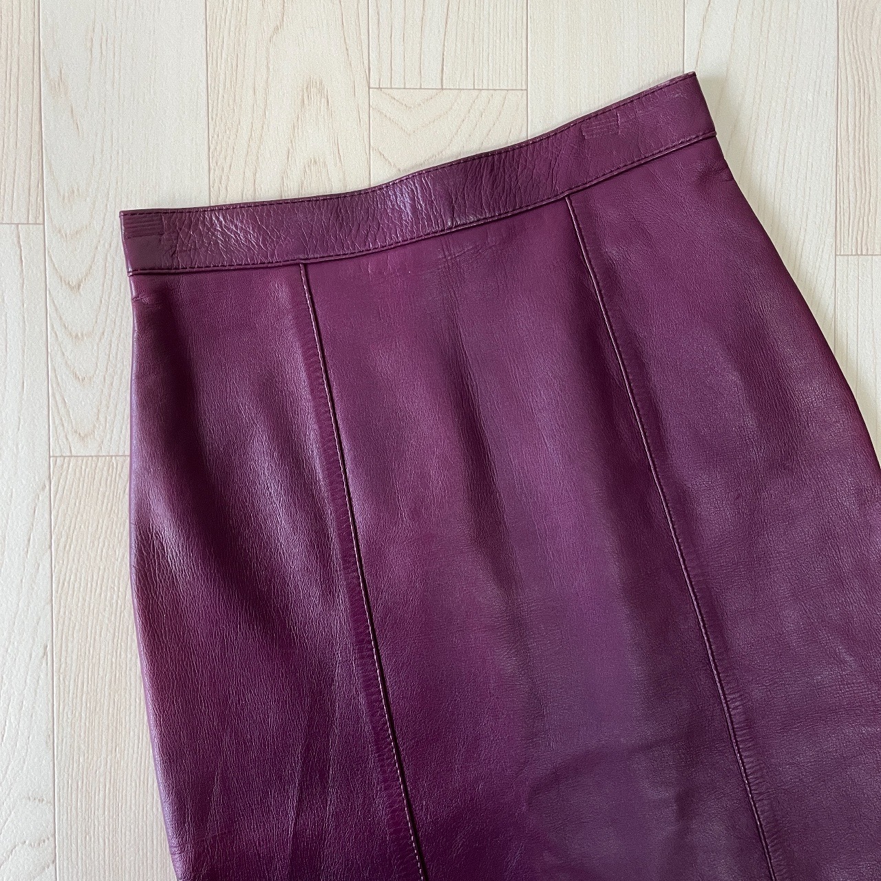 西班牙製紫紅色羊皮半裙