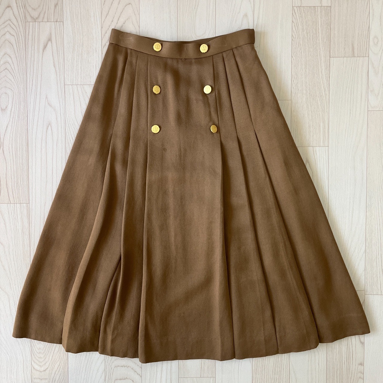 啡色雙排鈕扣羊毛半裙