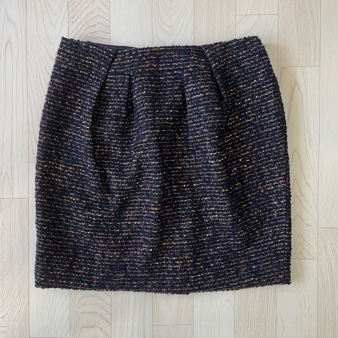 日本製深藍色華麗感羊毛半裙