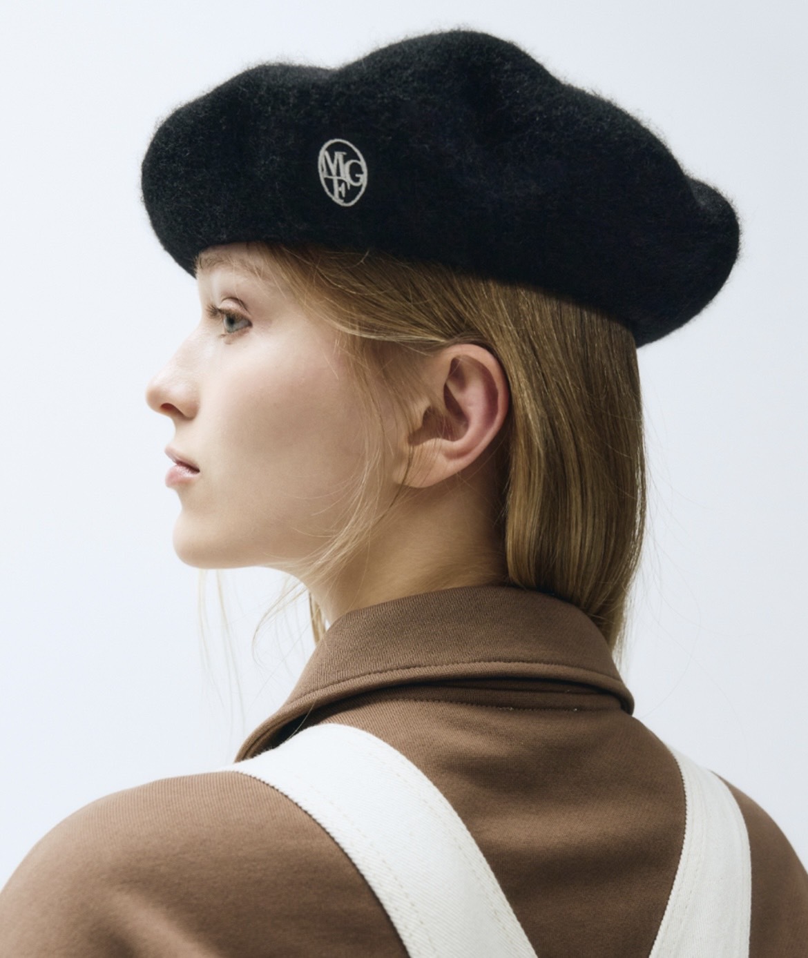 韓國 Marithe FRANCOIS Girbaud  刺繡羊毛貝雷帽