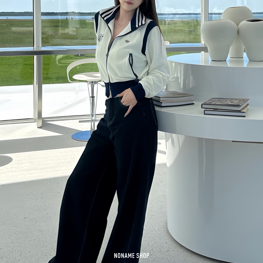 ADIDAS ORIGINALS RETRO SPORT SPORTY CLUB 復古 撞色 針織 立領 外套 米白藍 (女款)