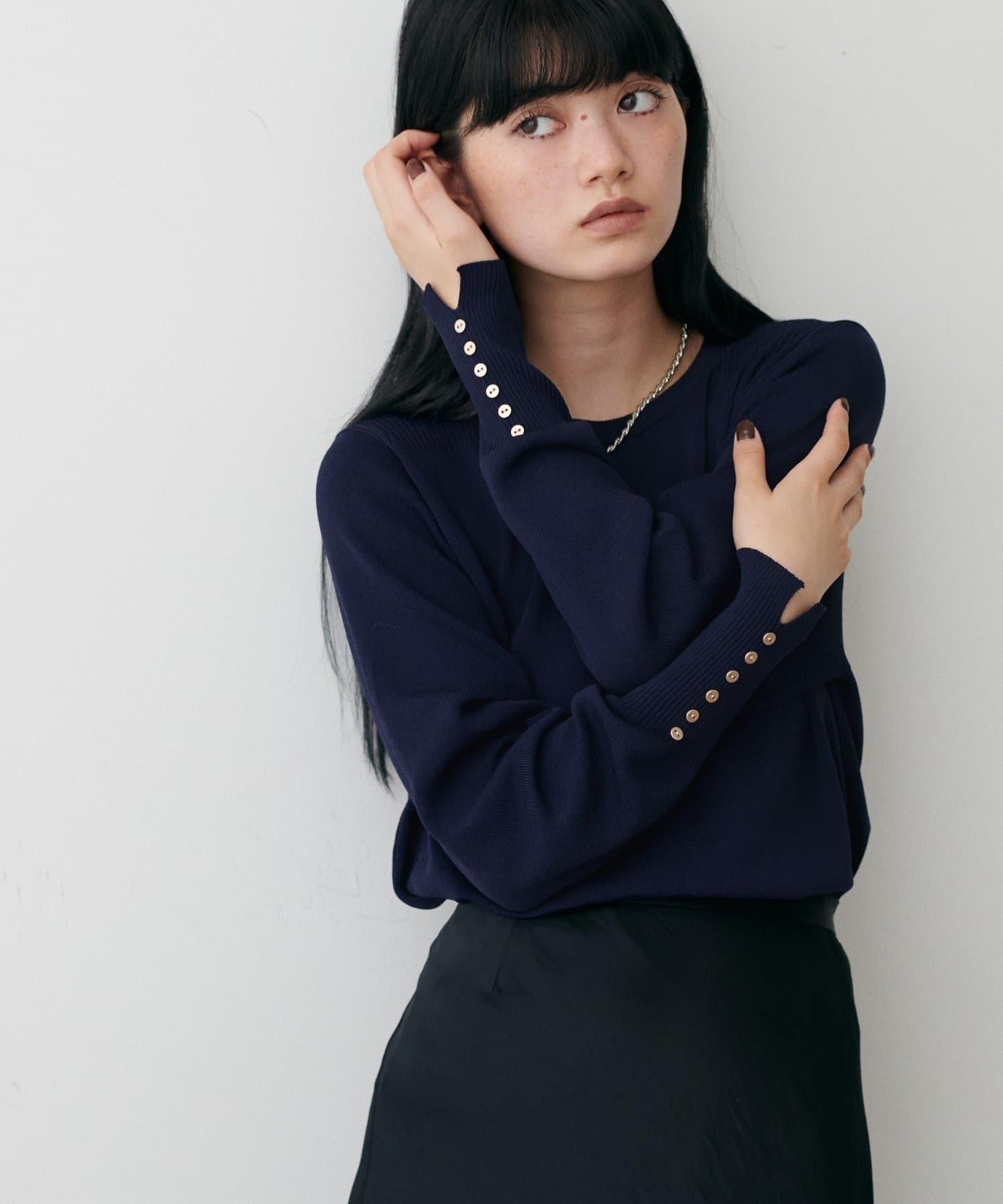 LARUTA(ラルータ)  袖口ちび釦シンプル深藍（3052050200）