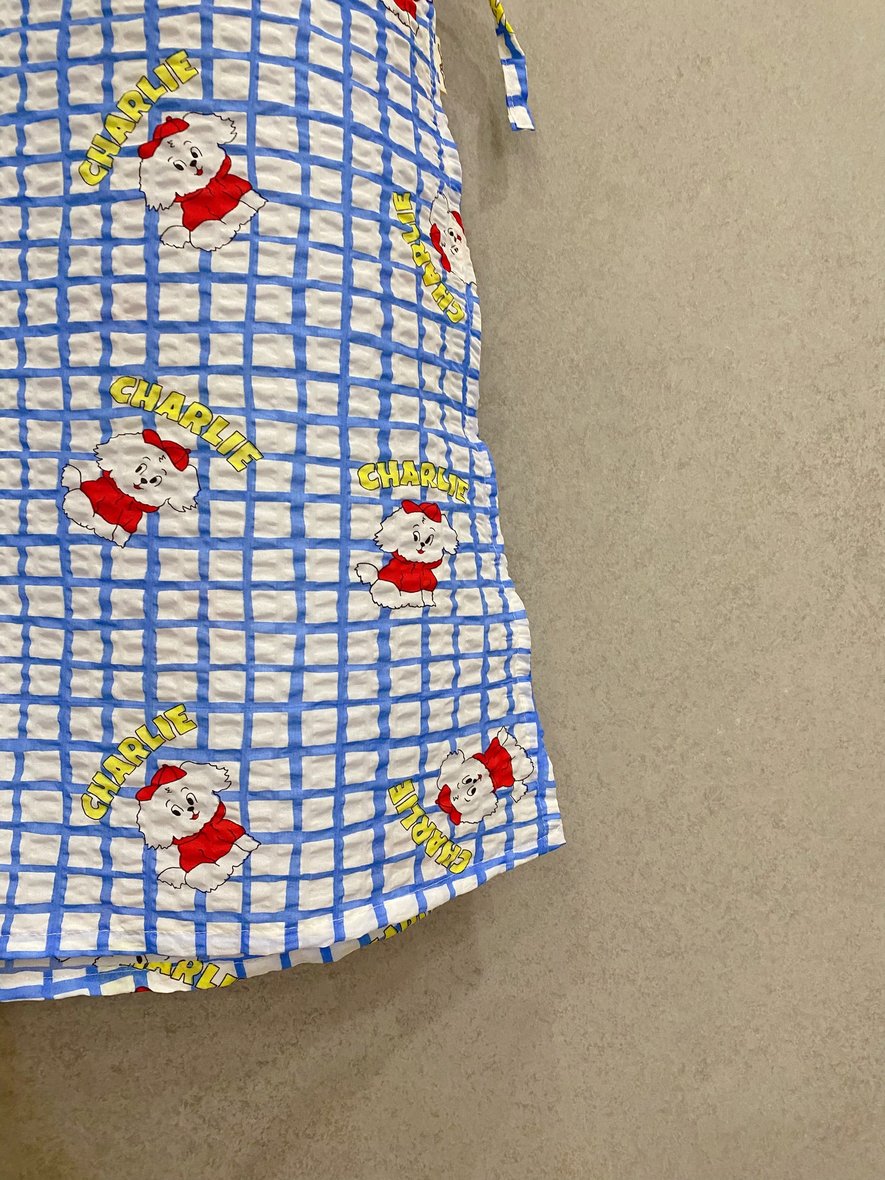 格紋查理小狗 媽咪側邊啾啾長背心